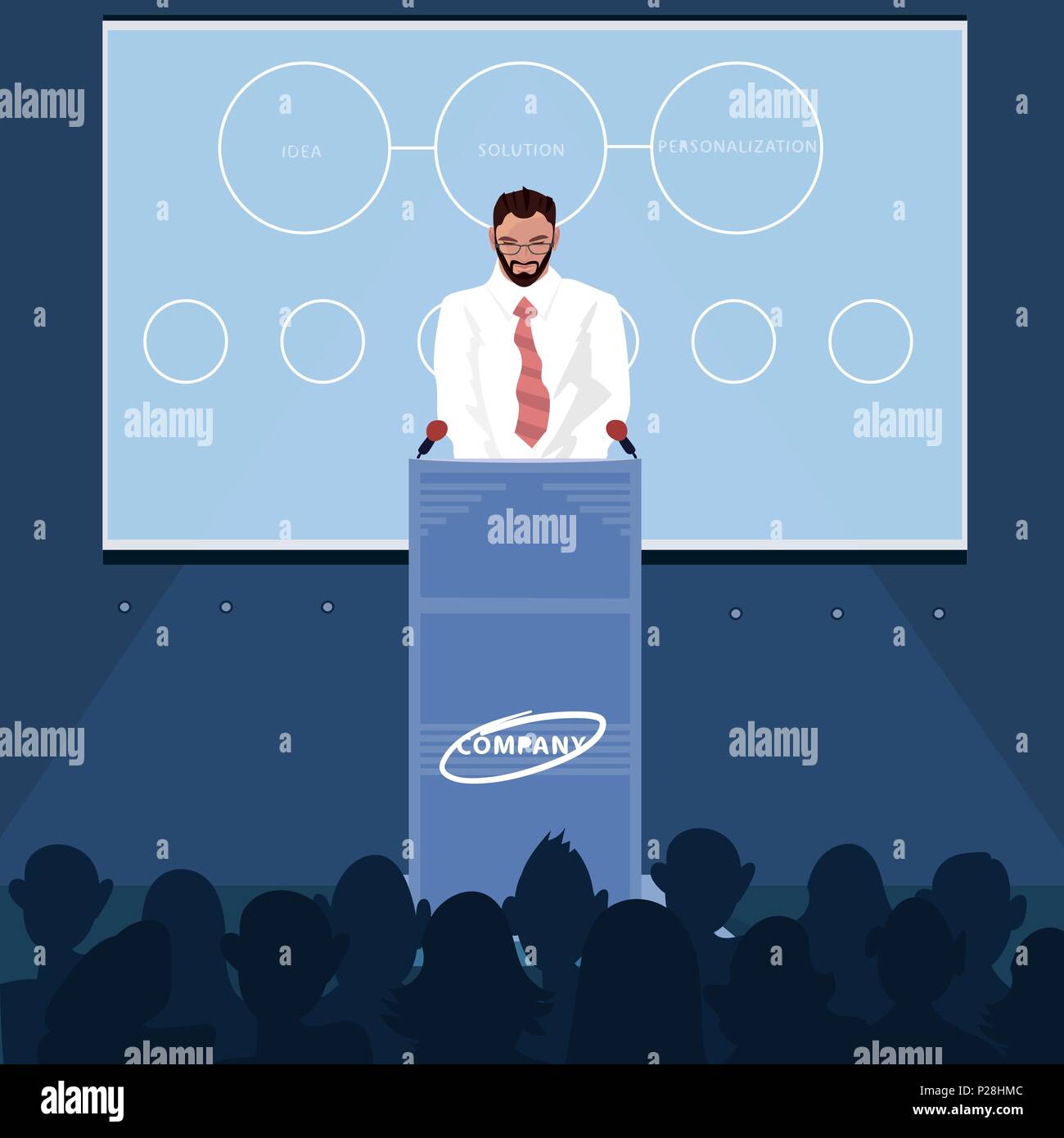 Man reads news for audience Stock Vector