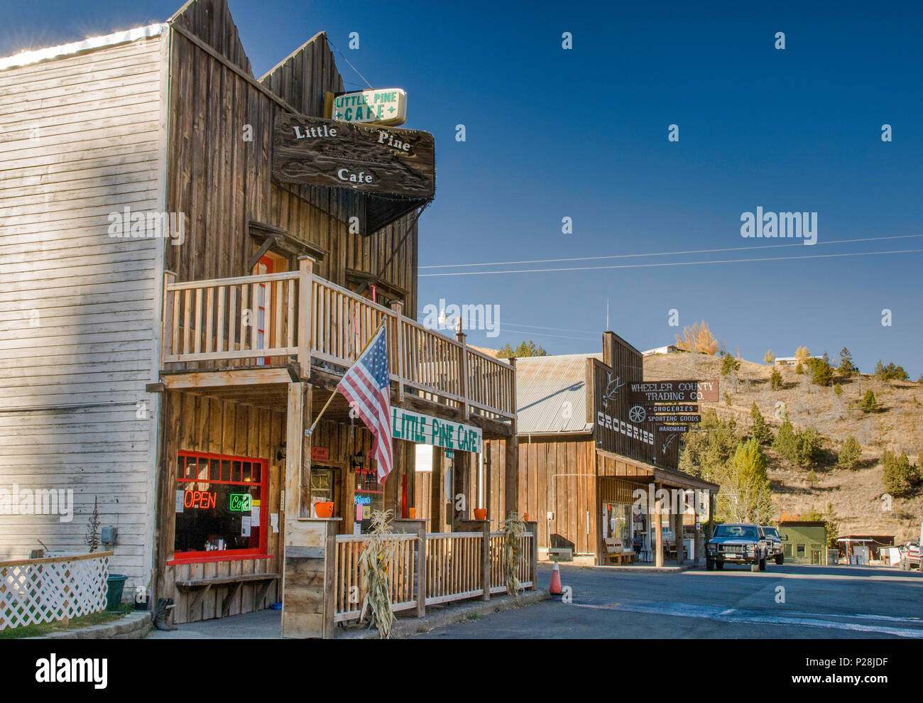 Historic buildings on Main Street in Mitchell, Oregon, USA Stock Photo