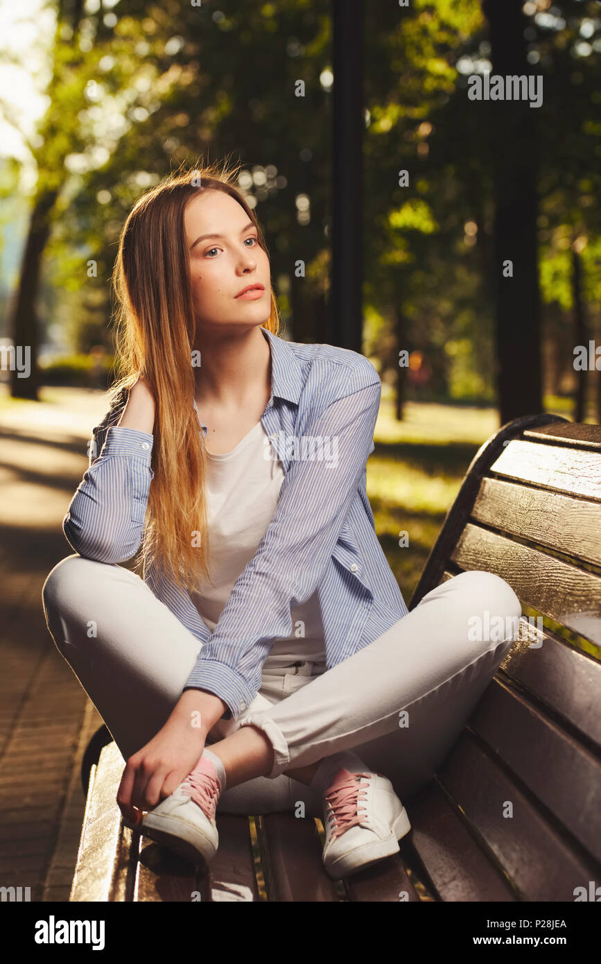 portrait of beautiful girl with long hair Stock Photo - Alamy