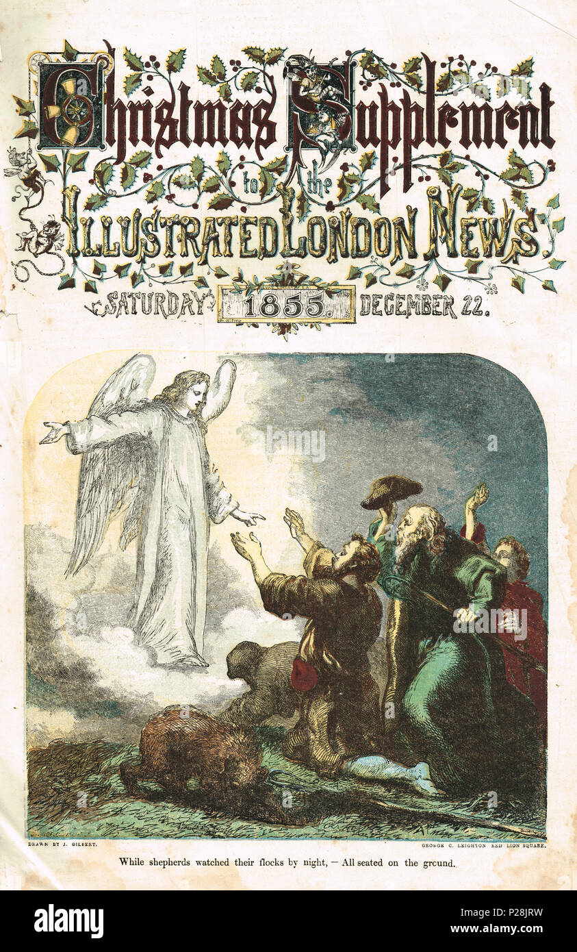 Illustrated London News, colour, Christmas supplement, 1855, 22 December, Annunciation to the shepherds Stock Photo