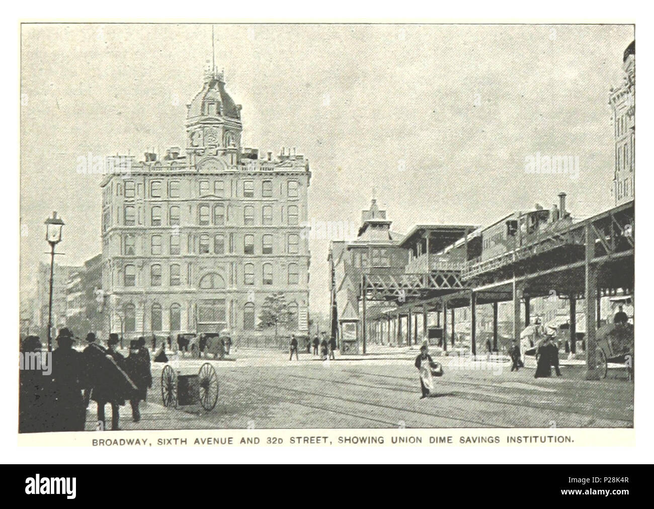 (King1893NYC) pg869 BROADWAY, SIXTH AVENUE AND 32D STREET, SHOWING UNION DIME SAVING INSTITUTION. Stock Photo