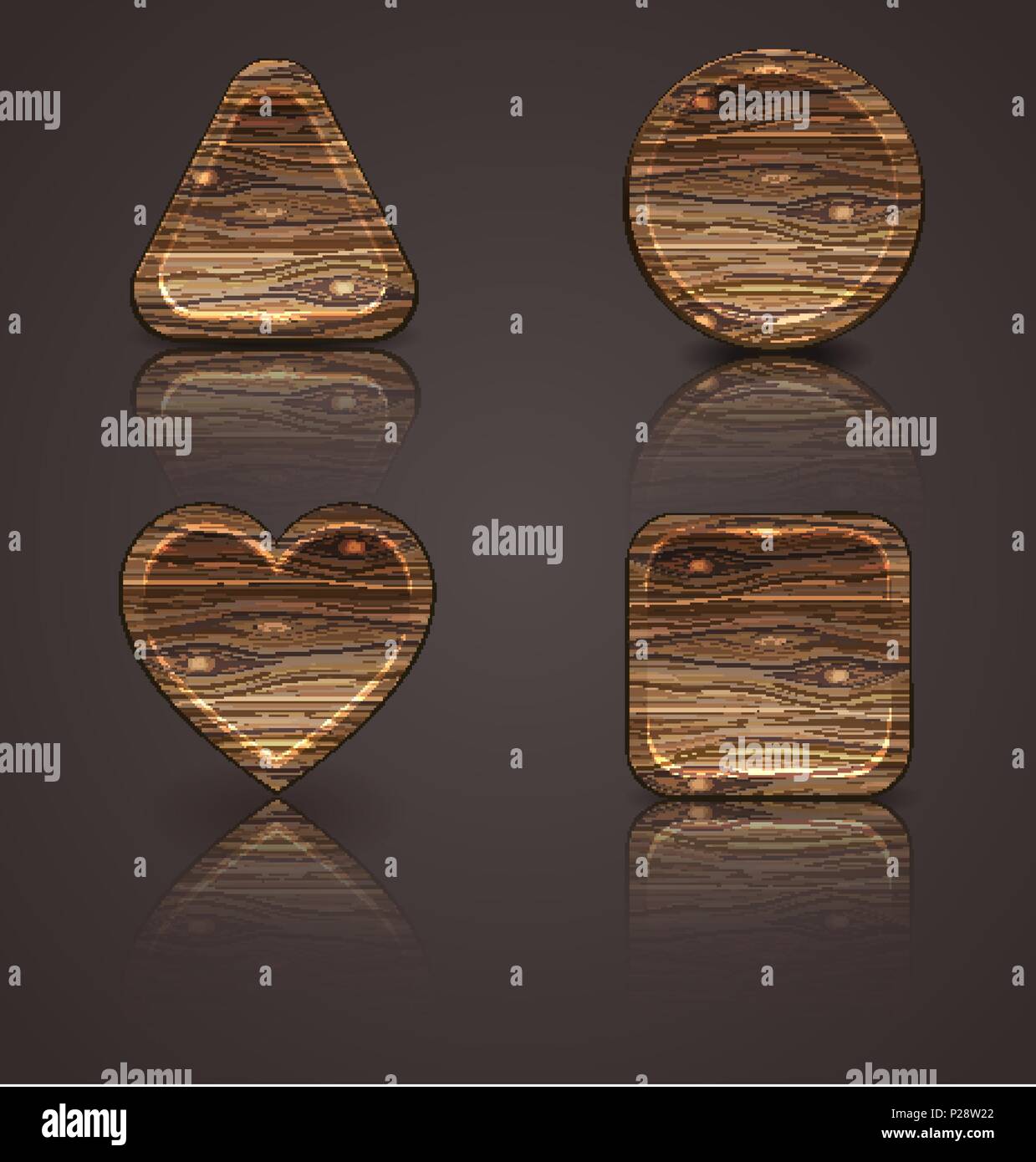 set of wooden icons, wood figurines. Vector illustration Stock Vector ...