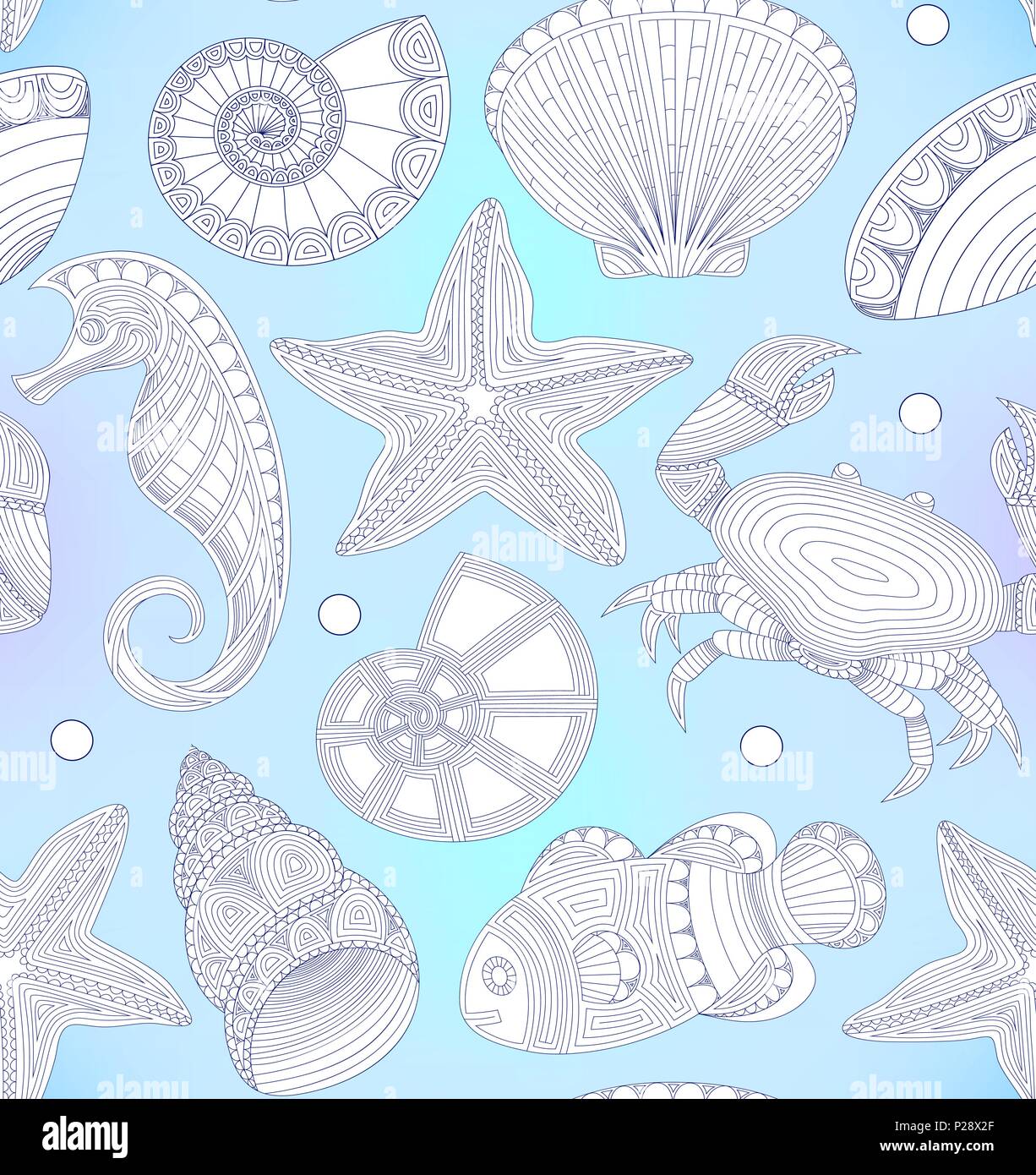 Seamless pattern with marine inhabitants Stock Vector