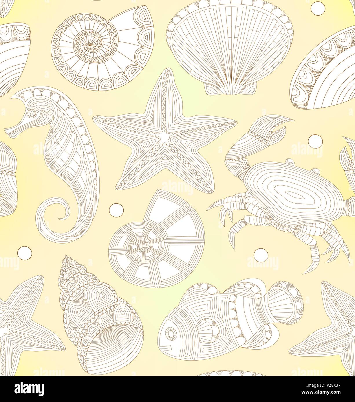 Seamless pattern with marine inhabitants Stock Vector