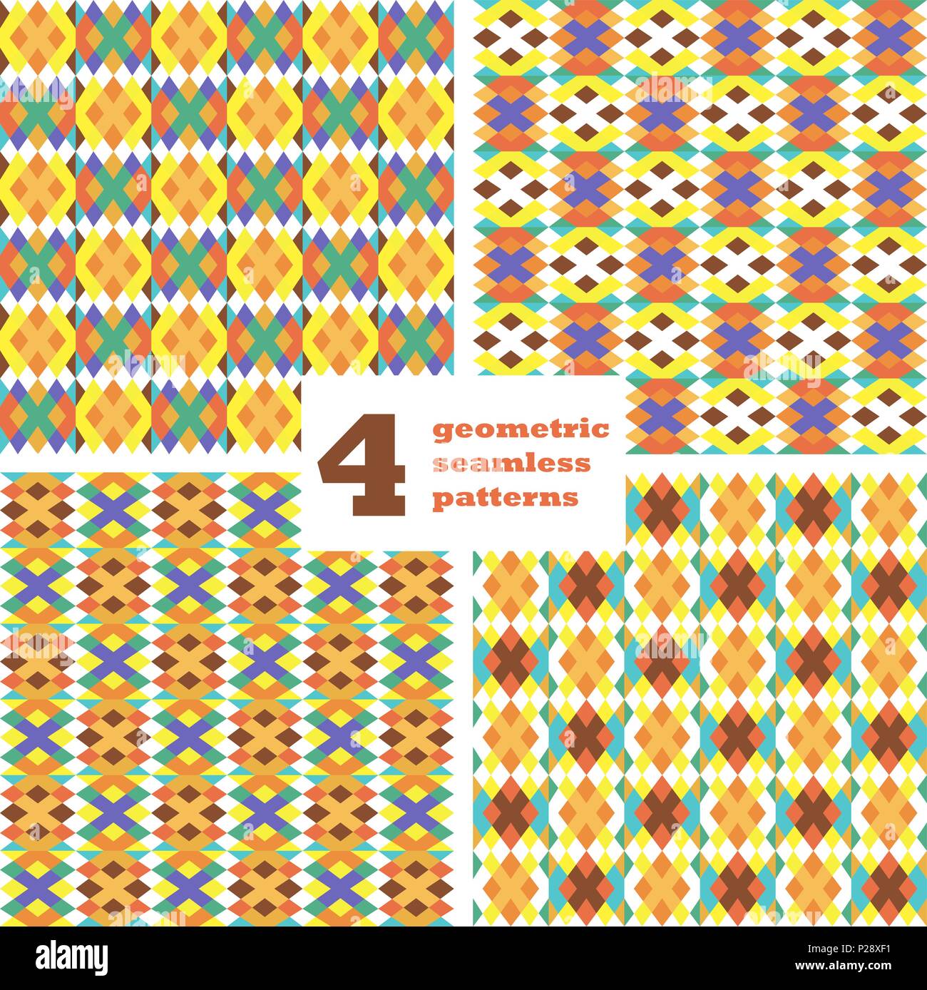 Set of geometric seamless pattern. Abstract background. Vector ...