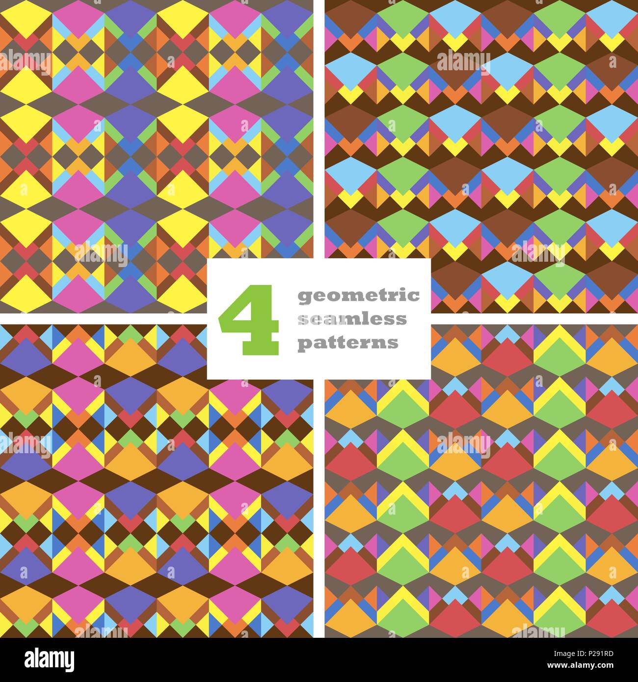 Set of geometric seamless pattern. Abstract background. Vector ...