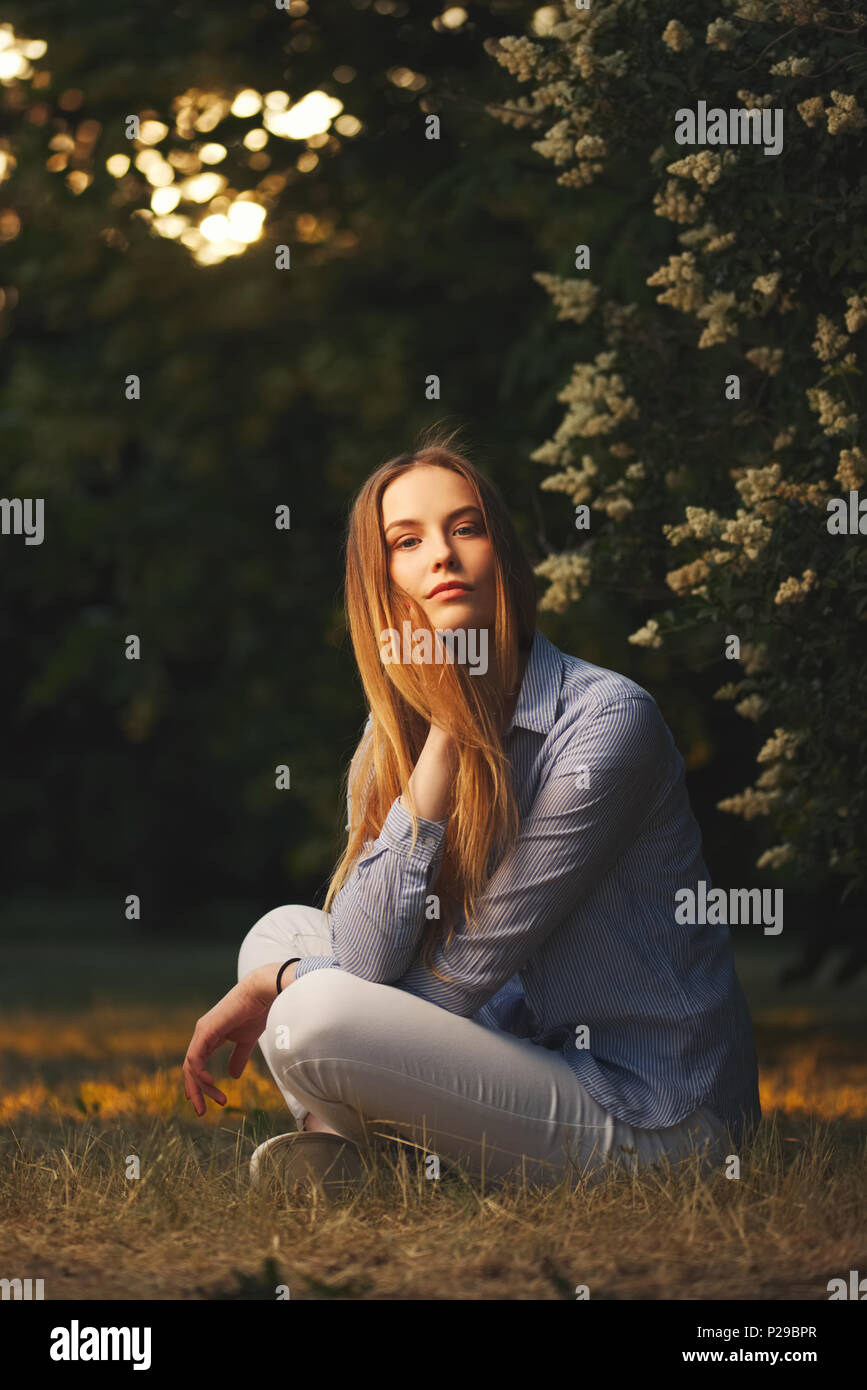 portrait of beautiful girl with long hair Stock Photo - Alamy