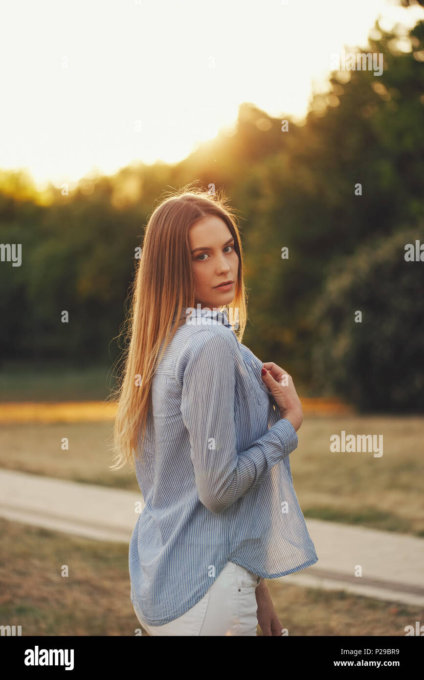 portrait of beautiful girl with long hair Stock Photo - Alamy