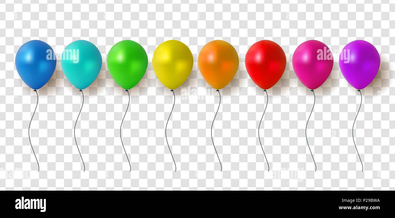 Glossy Balloons on Transparent Background Vector Illustration Stock ...