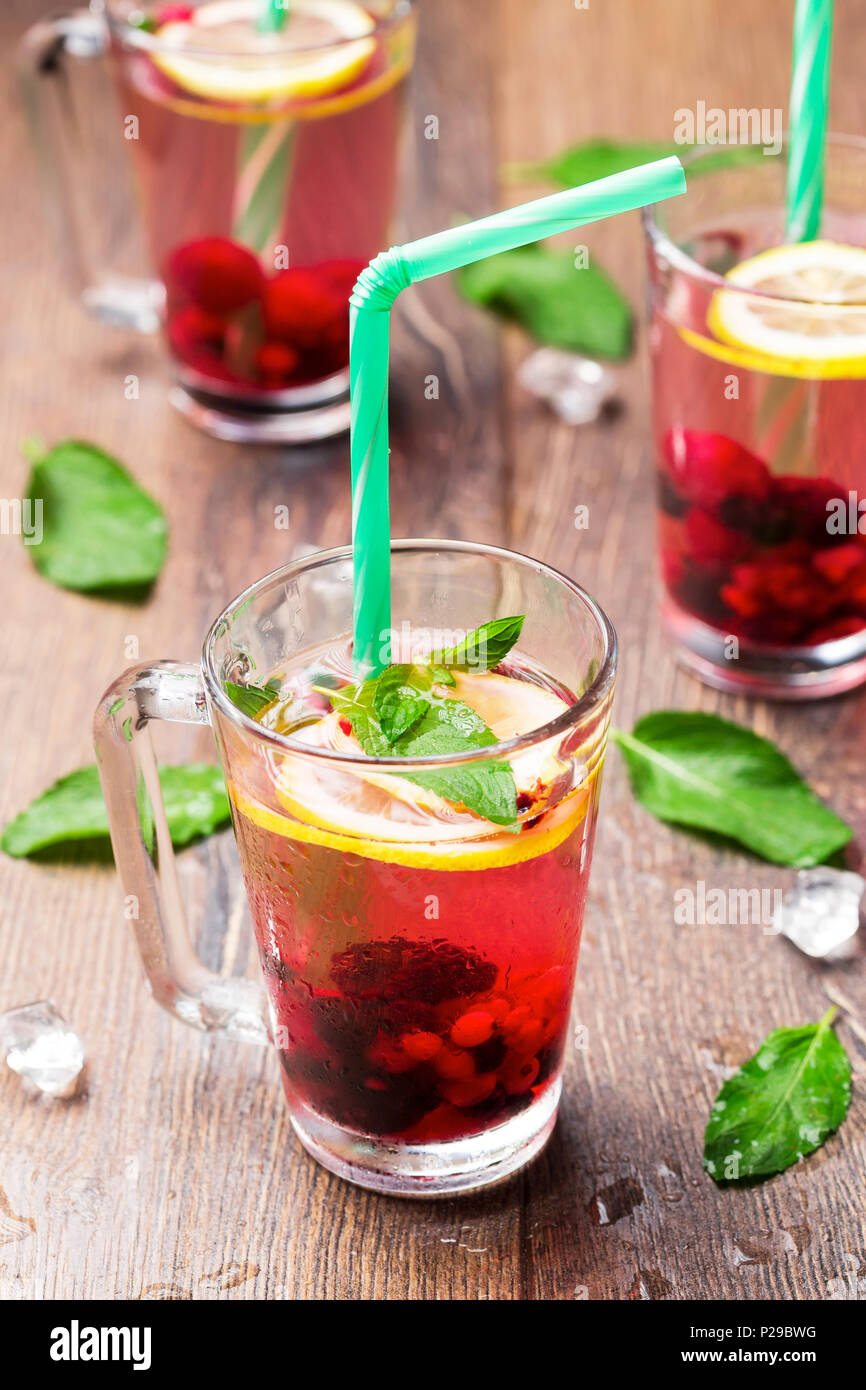 Lemonade of berries with lemon and peppermint. Summer drink presentation Stock Photo Alamy