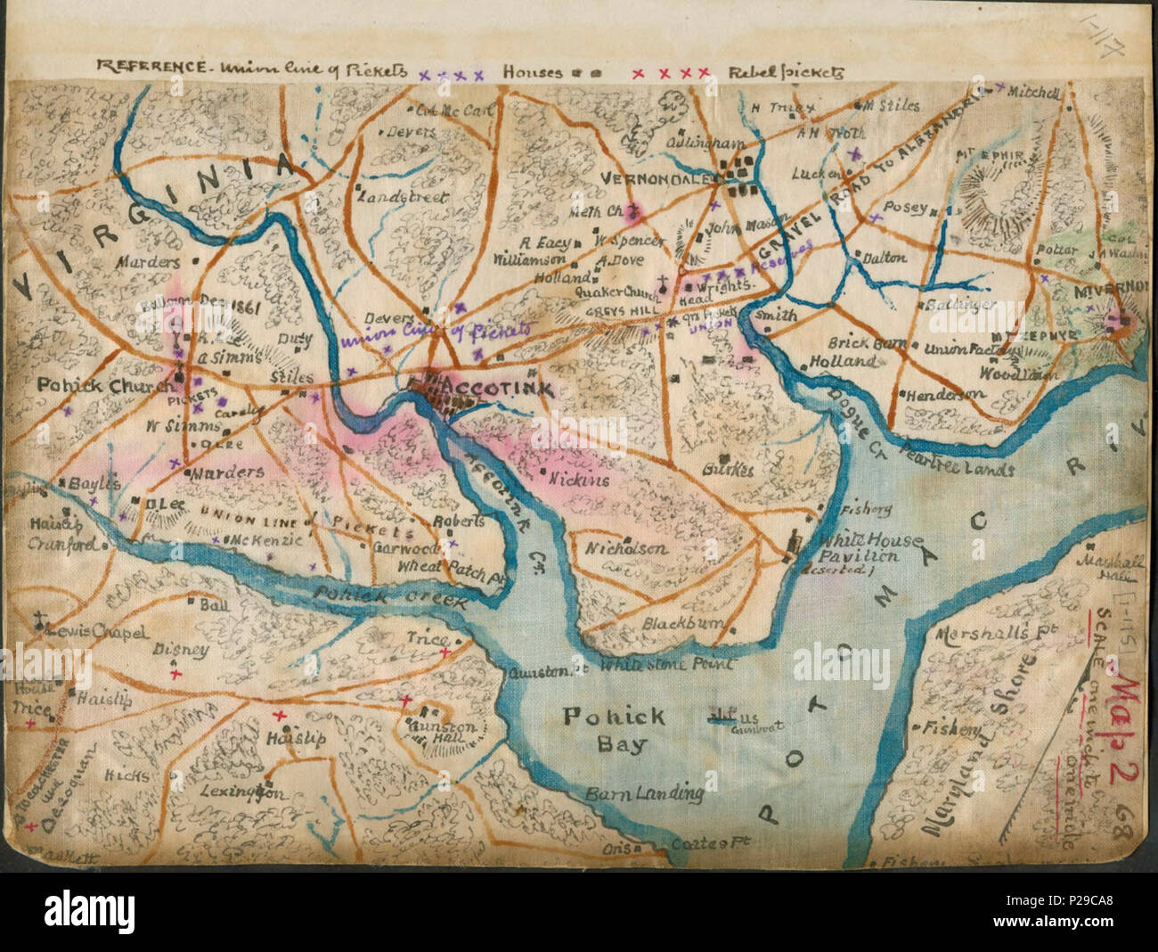 (Map of the lower Potomac River showing picket lines, January 1862) LOC