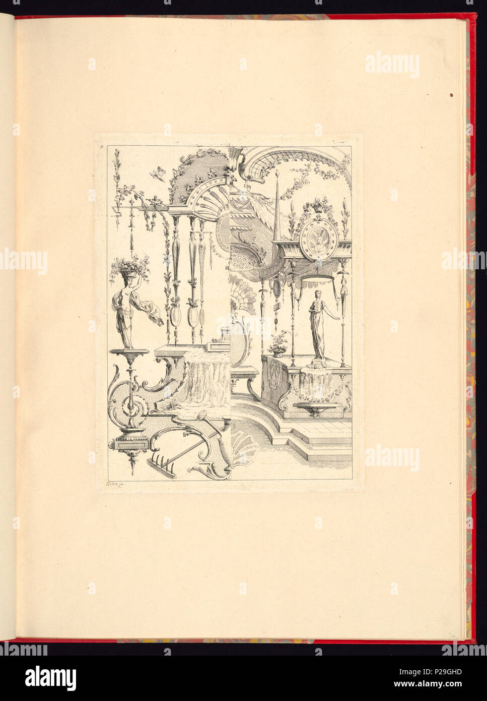 268 Print, Nouveau livre de principes d'ornements particulièrement pour trouver un nombre infini de formes qui dependent, d'après les dessins de Gillot. Peintre du Roy, gravé par Huquier; pl. 9 (CH 18272787) Stock Photo