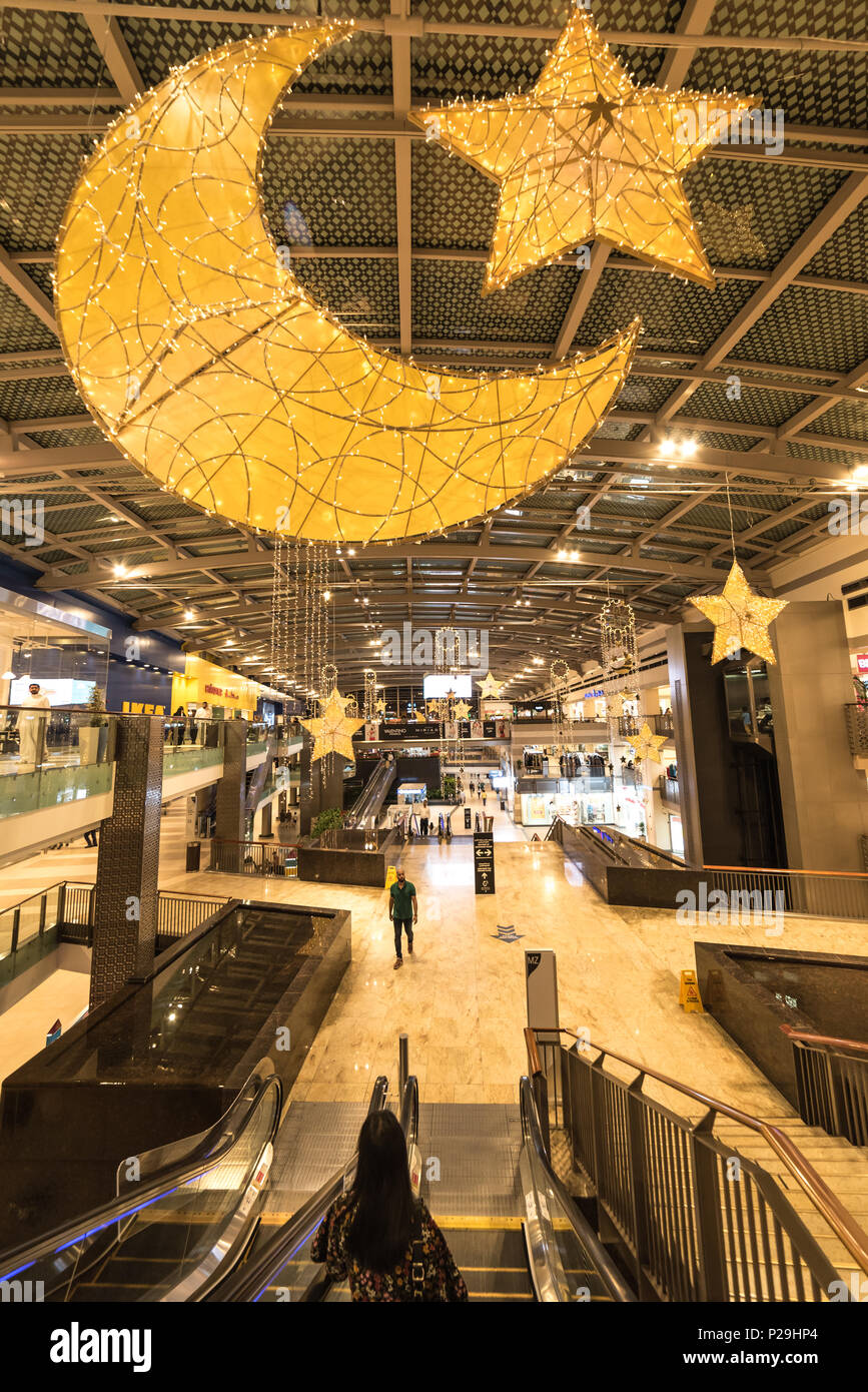 Dubai, United Arab Emirates – June 11, 2018, Dubai Festival City Mall located at Festival City district, during the Ramadan there is lot of decoration Stock Photo
