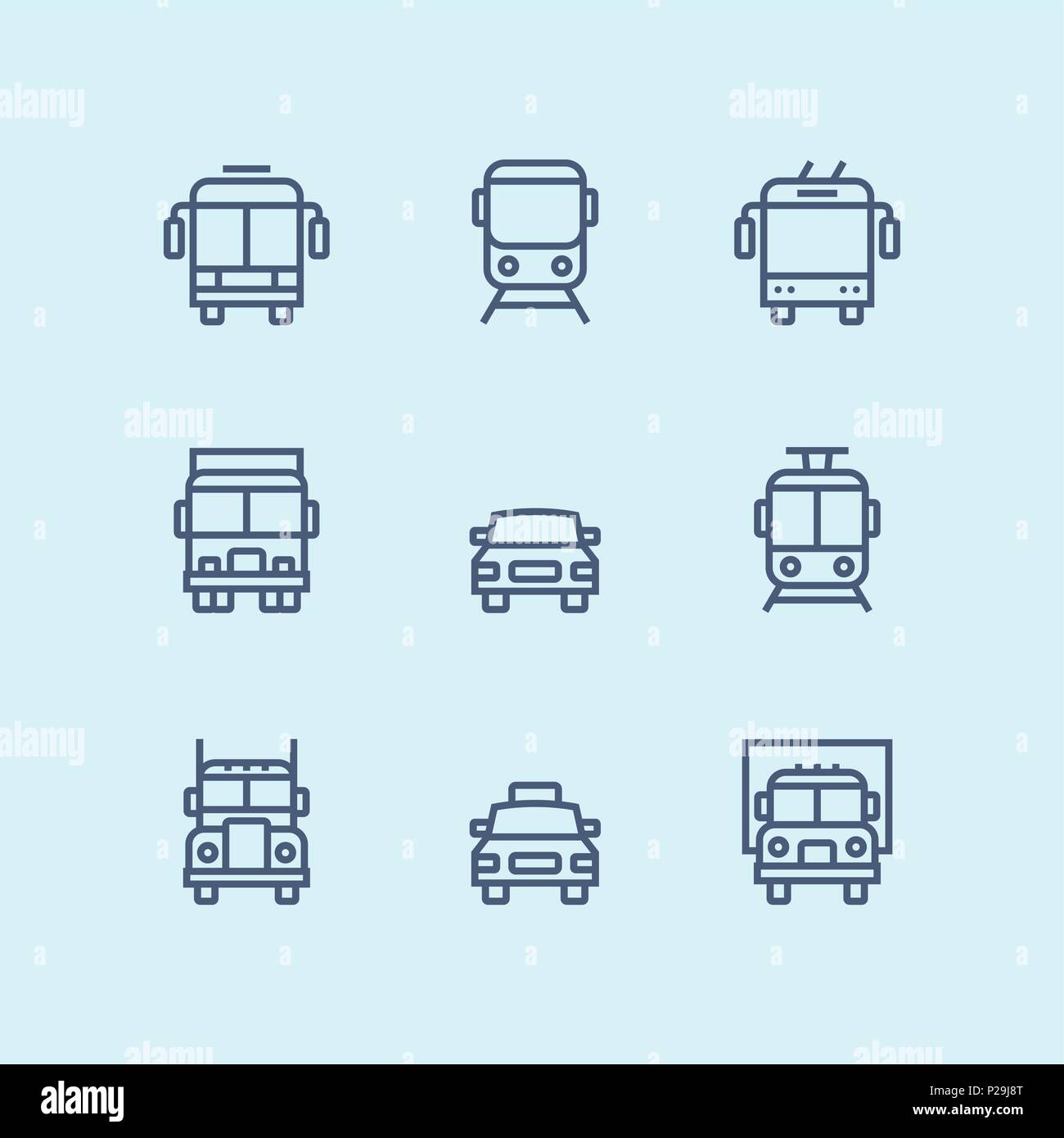 Outline Transport, vehicle, truck and car simple vector icons for web ...