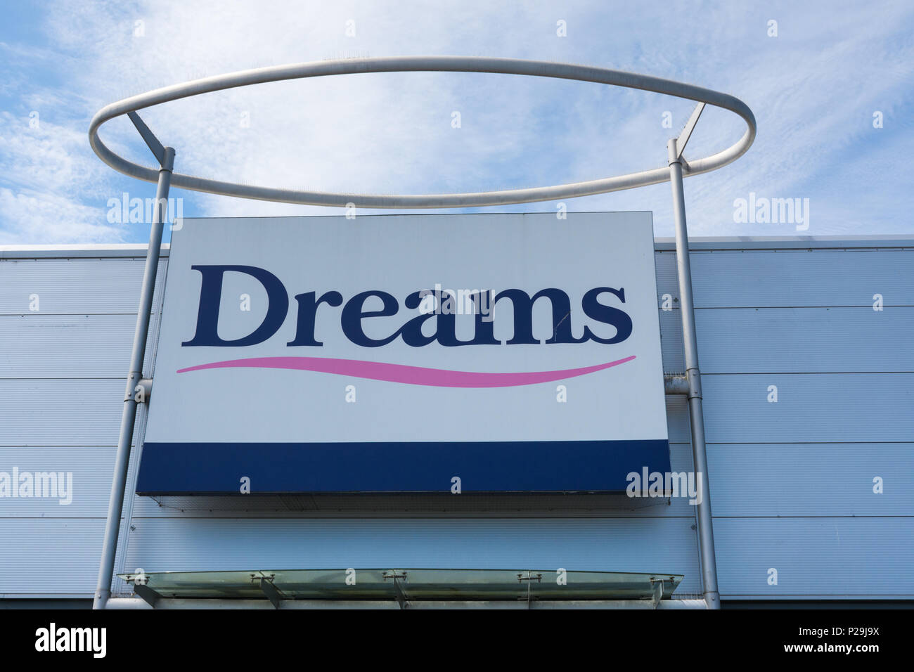 Exterior of Dreams shop, the bed specialist, with sign, UK Stock Photo