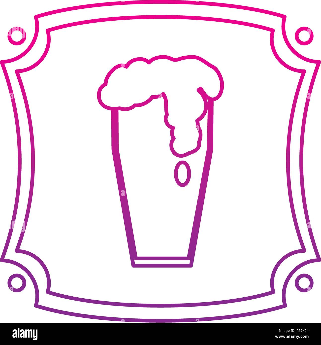 degraded line emblem with foam beer liquor beverage Stock Vector Image