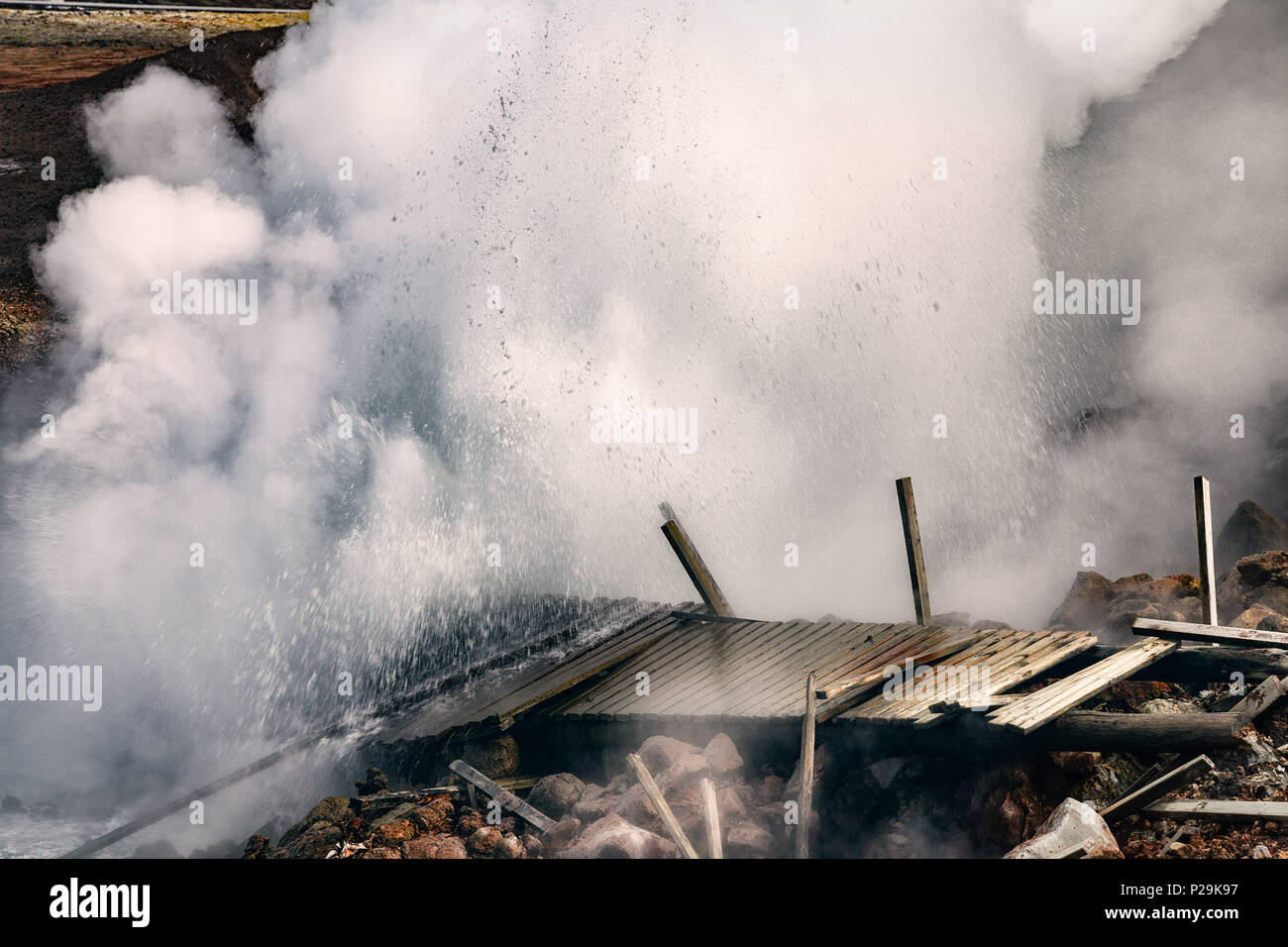Hot steam on iceland volcano Stock Photo