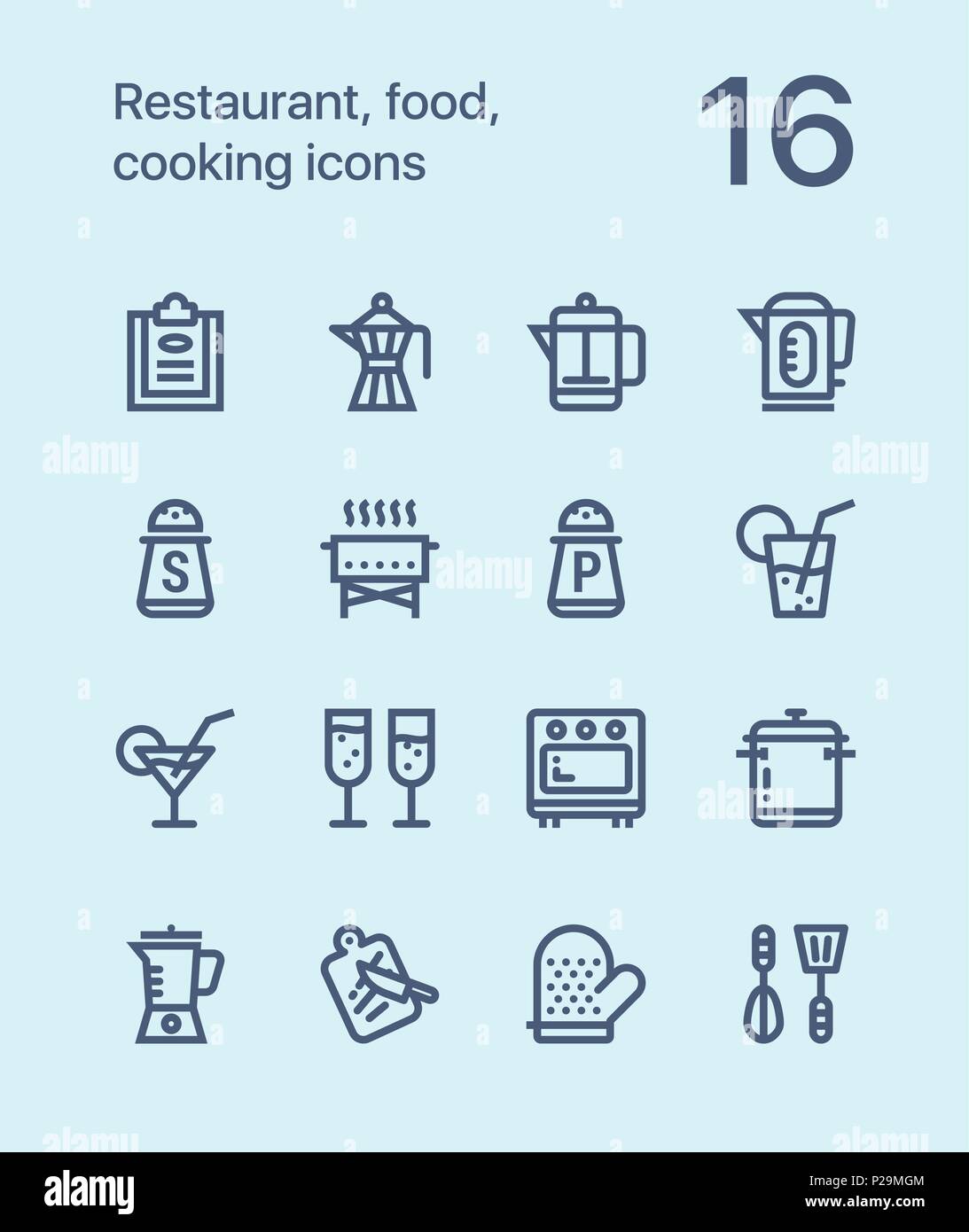 Outline Restaurant, food, cooking icons for web and mobile design pack 2 Stock Vector