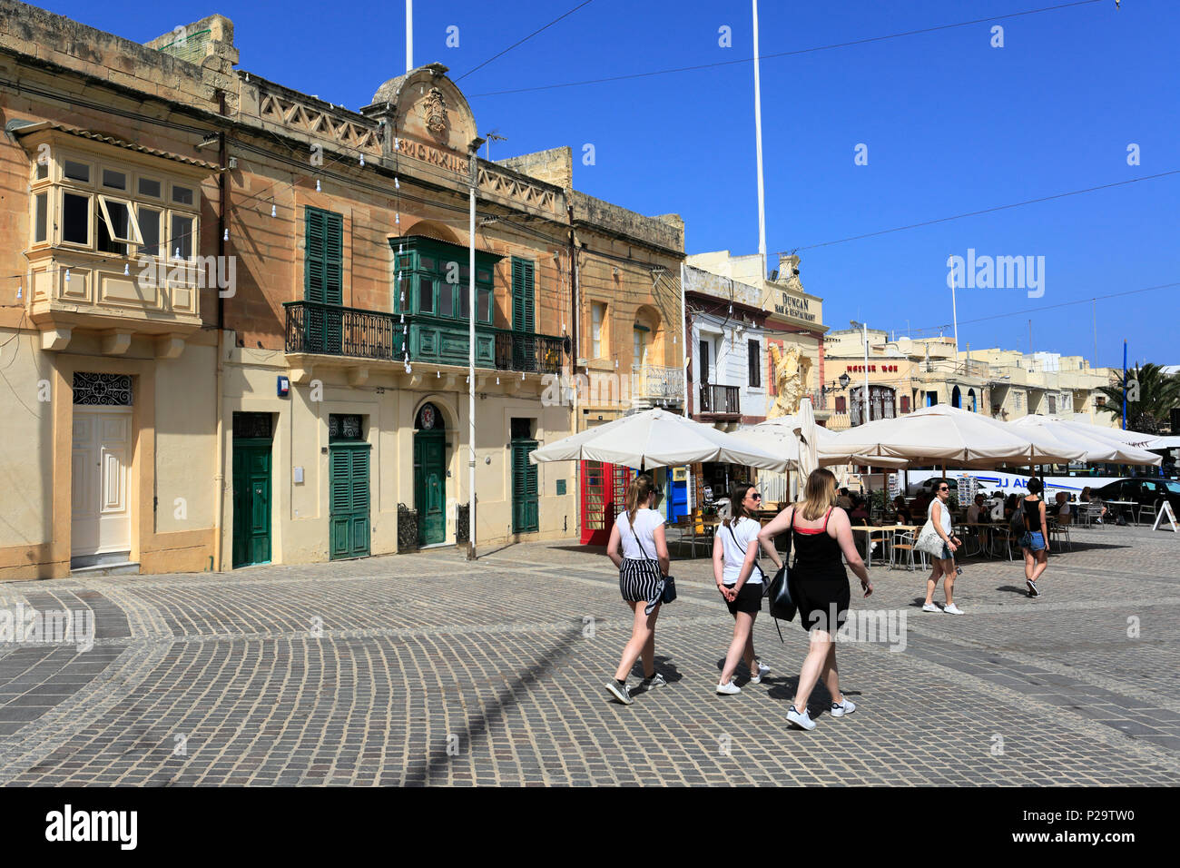 Parish Church of Our Lady of Pompei, Marsaxlokk town, south east Malta. Stock Photo