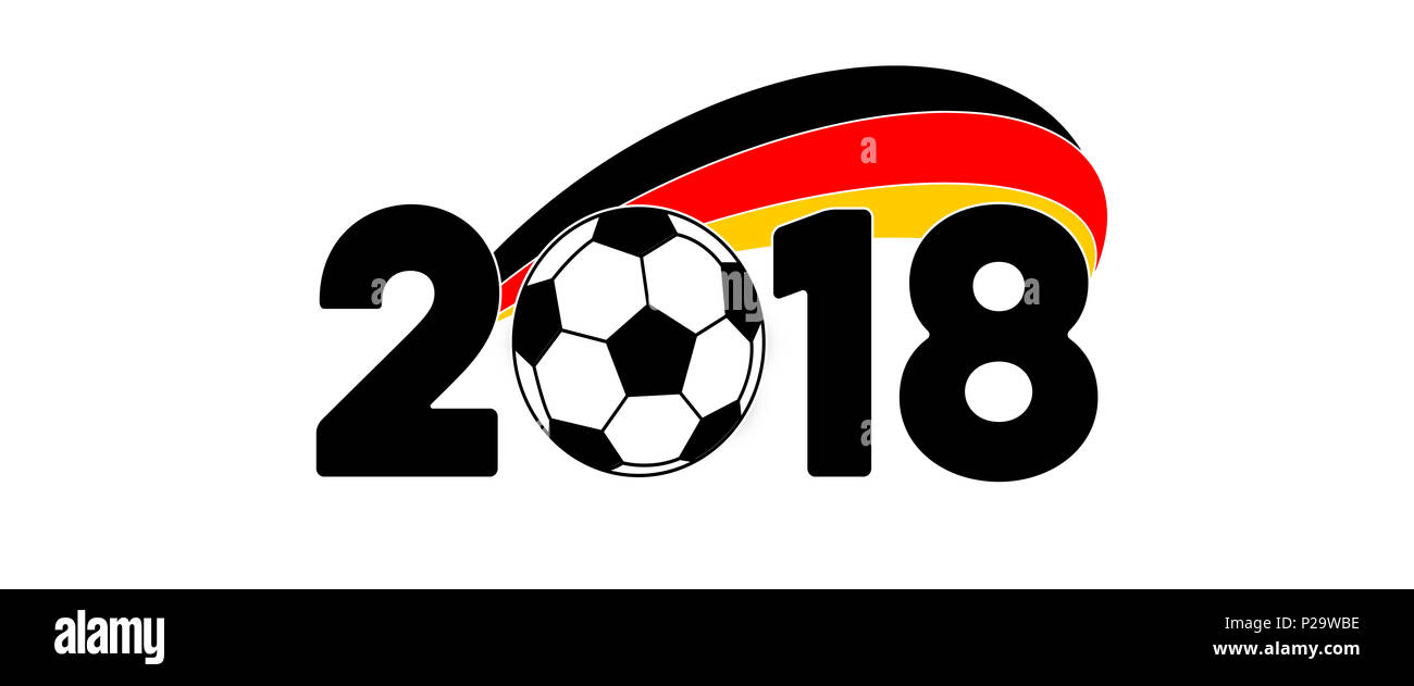 Soccer 2018 Banner with game ball and Germany flag Stock Photo