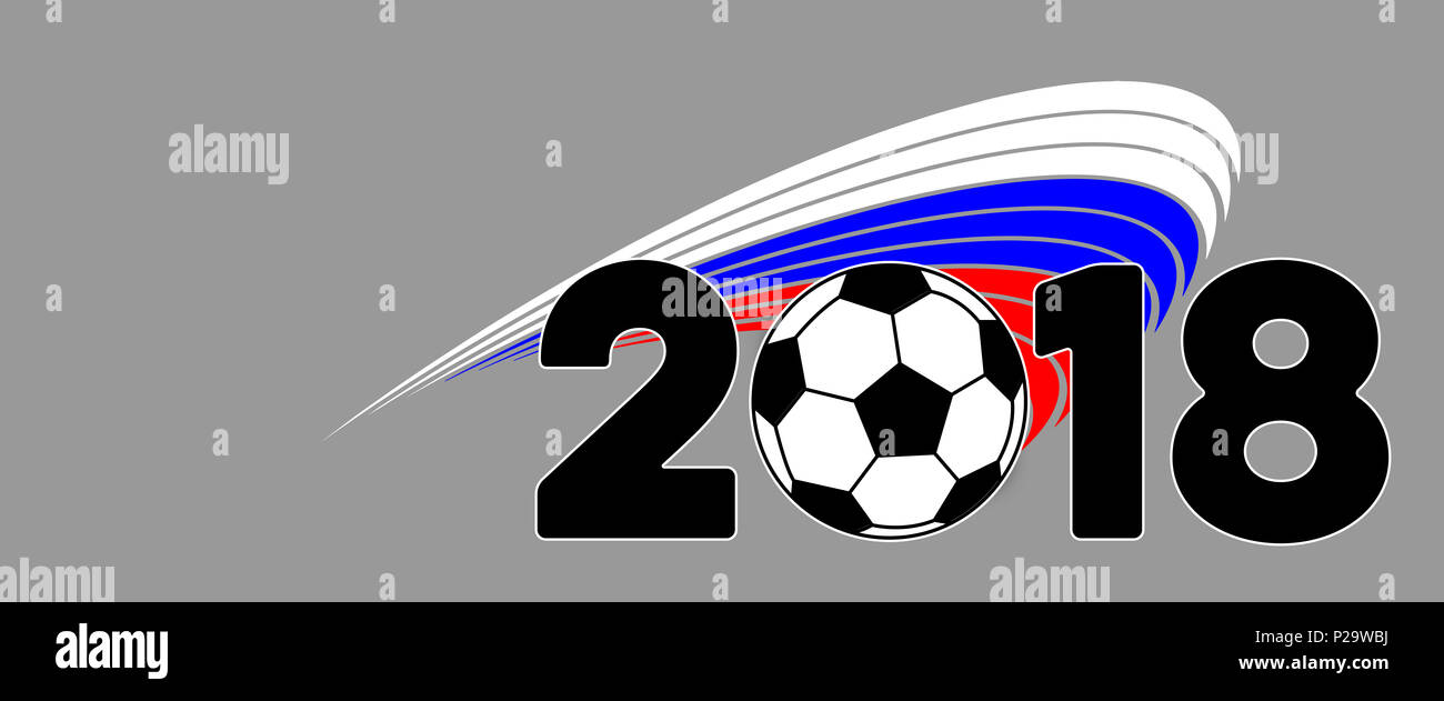 Russian football 2018 banner with flag and ball Stock Photo