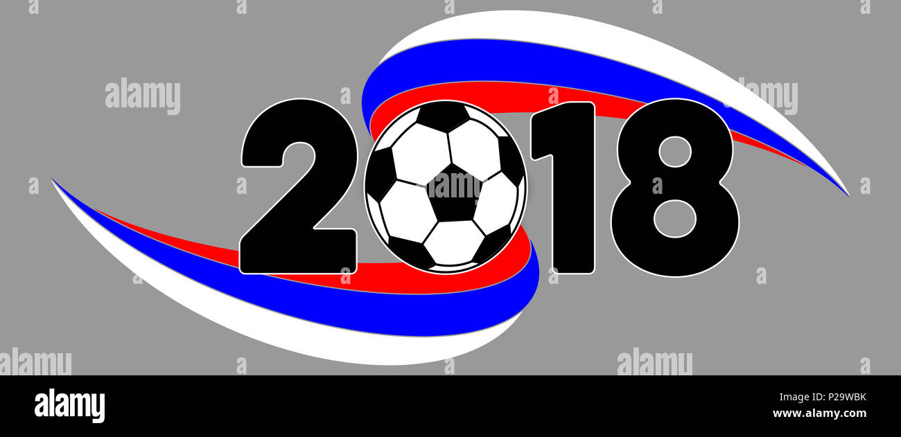 Football 2018 banner with Russian flag Stock Photo