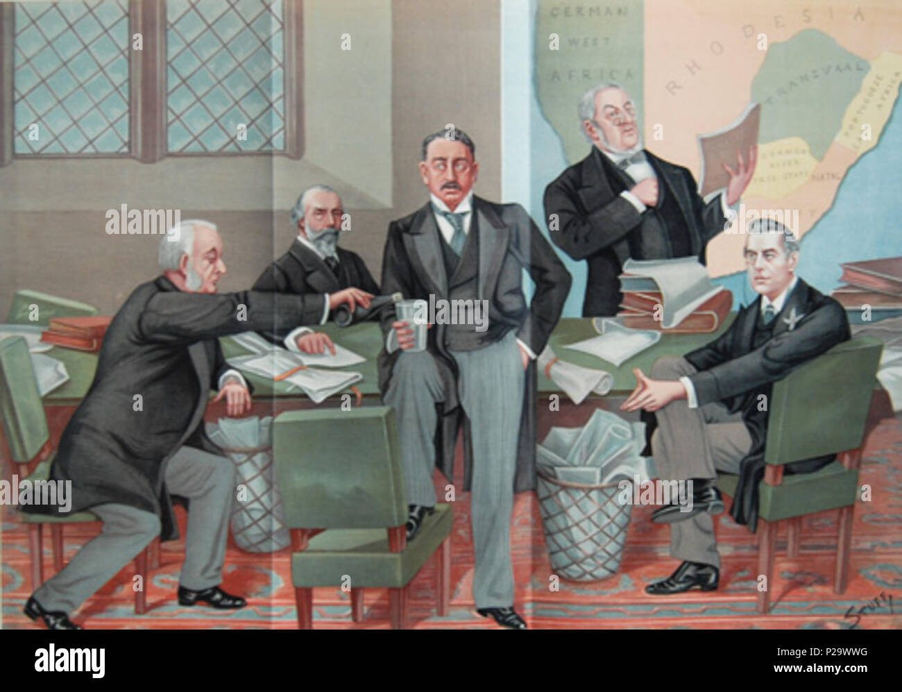 . Caricature : EMPIRE MAKERS AND BREAKERS A Scene at the South Africa ...