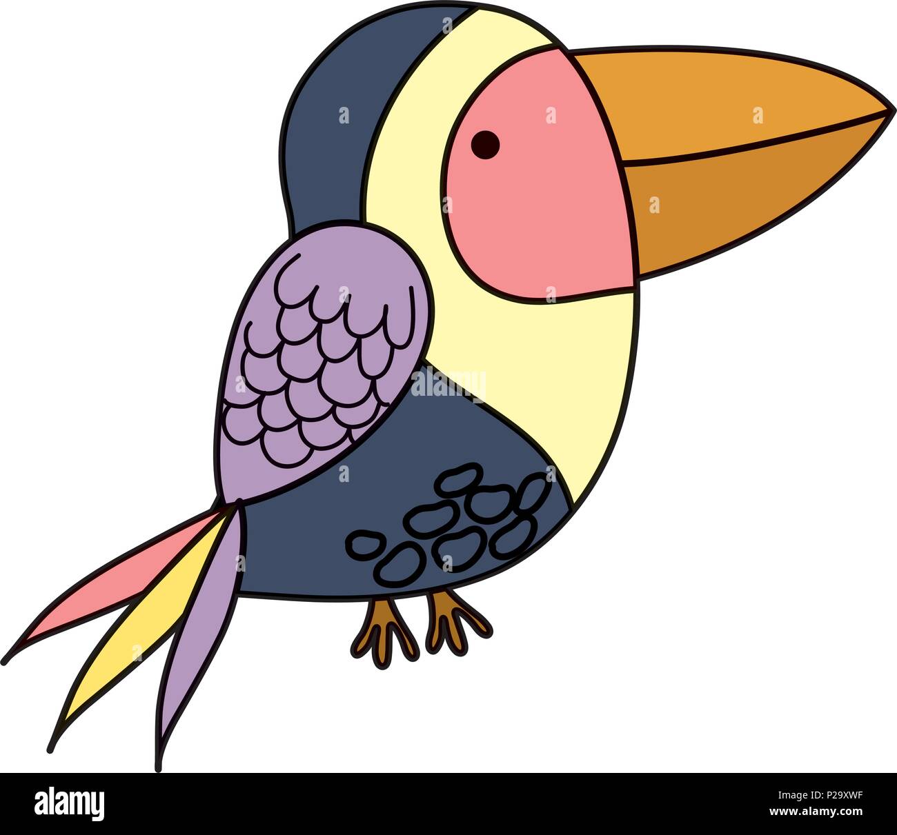 color cute exotic bird wild animal Stock Vector