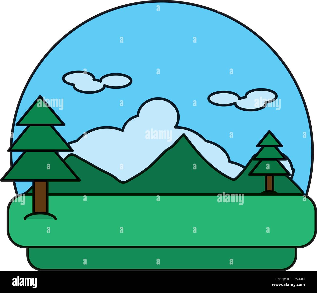 color nature landscape with pines trees and mountains Stock Vector ...