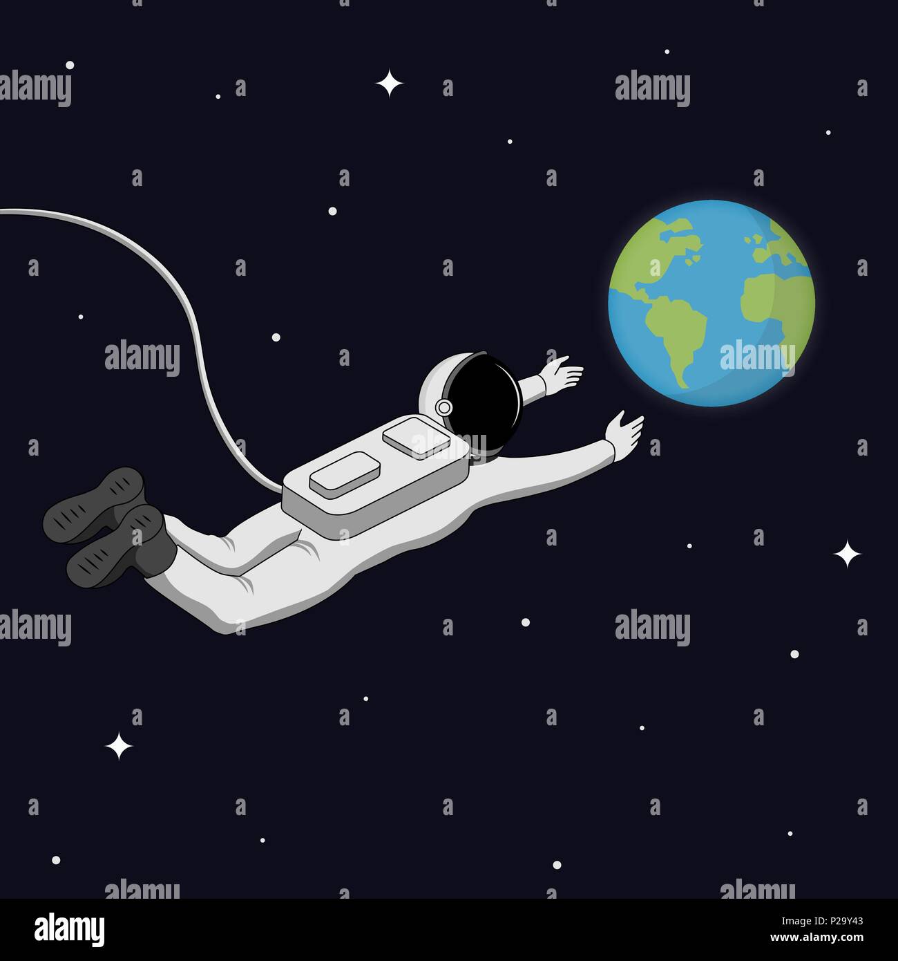 Astronaut in Space. Space Exploration Concept. Vector illustration Stock Vector