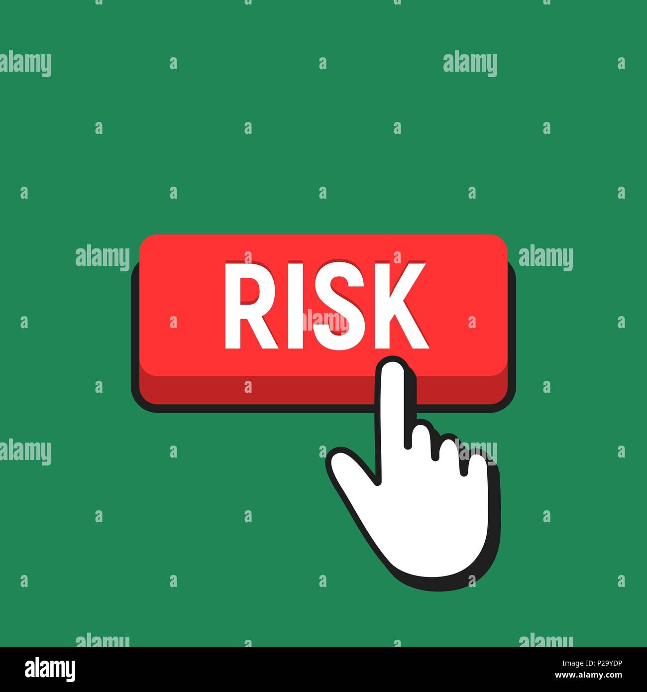 Click With Risk Hand Mouse Cursor Clicks the Risk Button. Pointer Push Press Button ...
