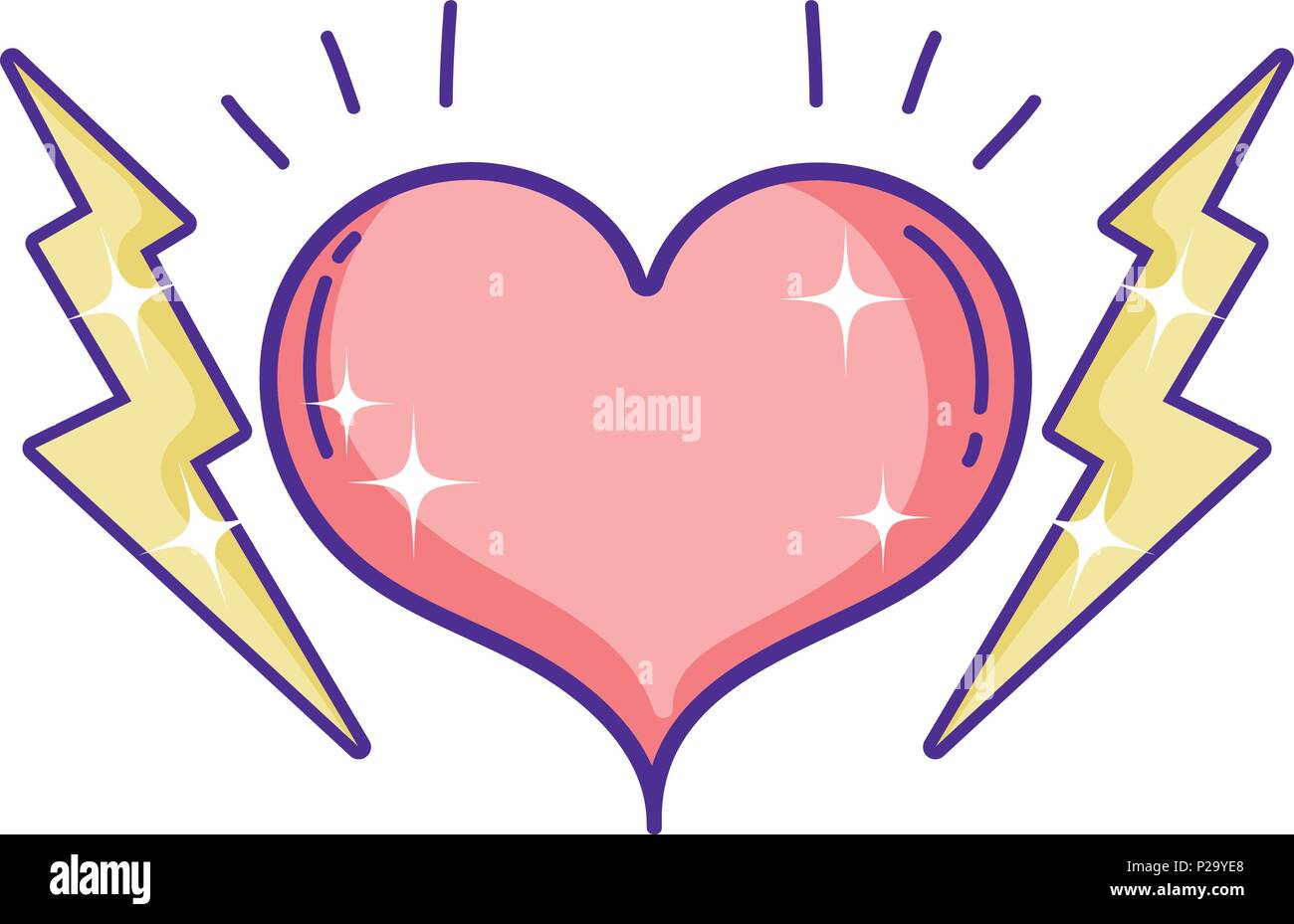heart symbol of love and passion with thunders Stock Vector Image & Art ...