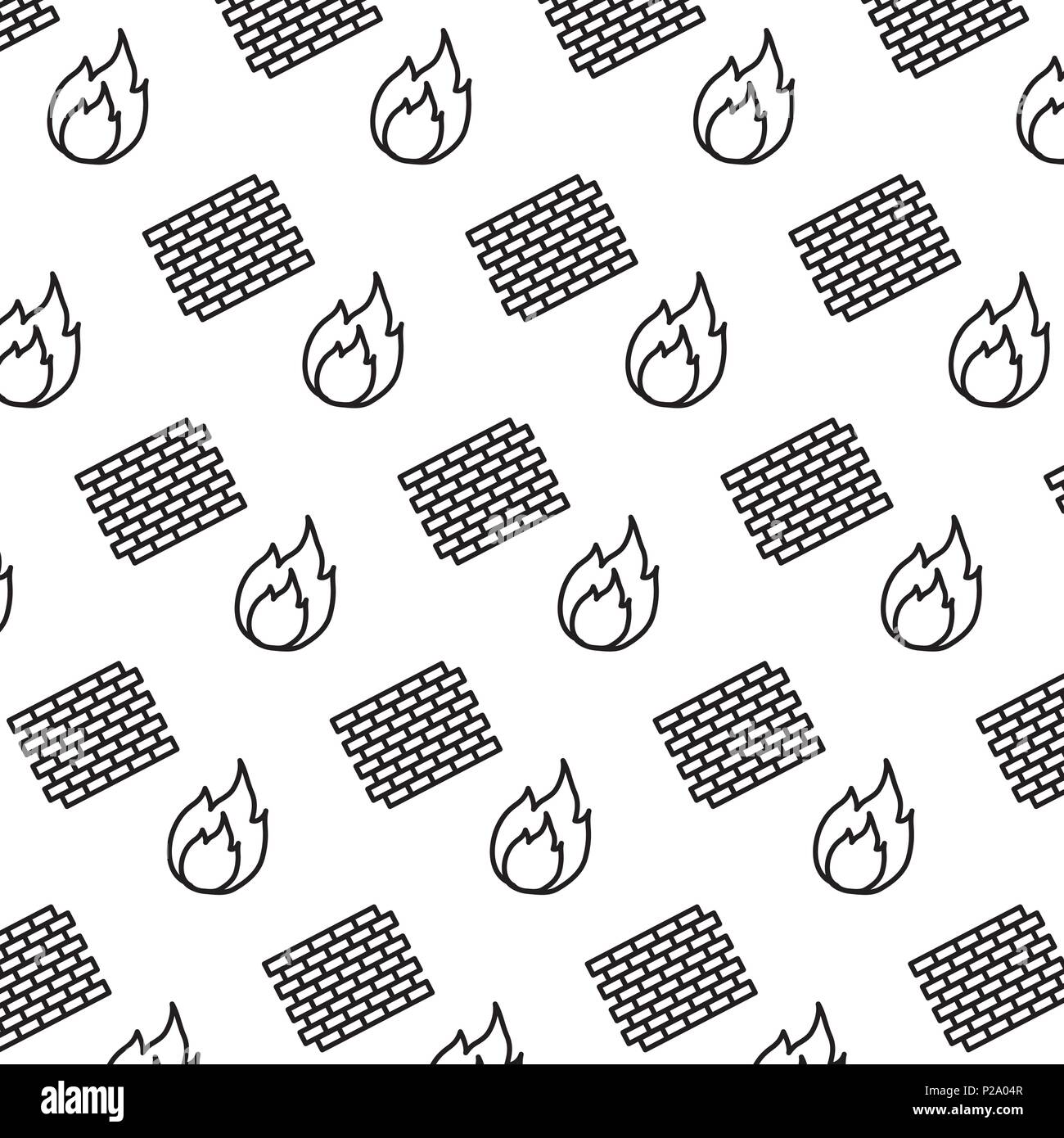 line brick wall structure and fire background Stock Vector Image & Art