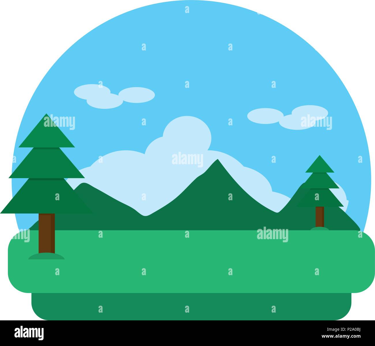 nature landscape with pines trees and mountains Stock Vector Image ...