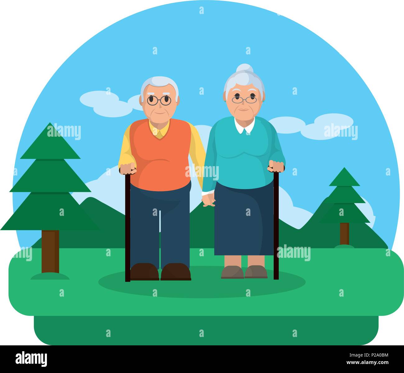 old couple together in the nature landscape Stock Vector Image & Art ...