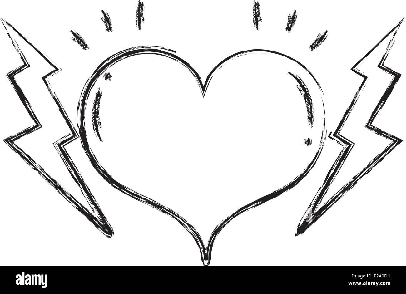 grunge heart symbol of love and passion with thunders Stock Vector ...