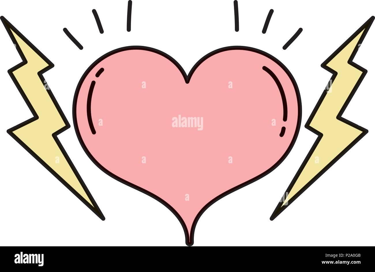 color heart symbol of love and passion with thunders Stock Vector Image ...