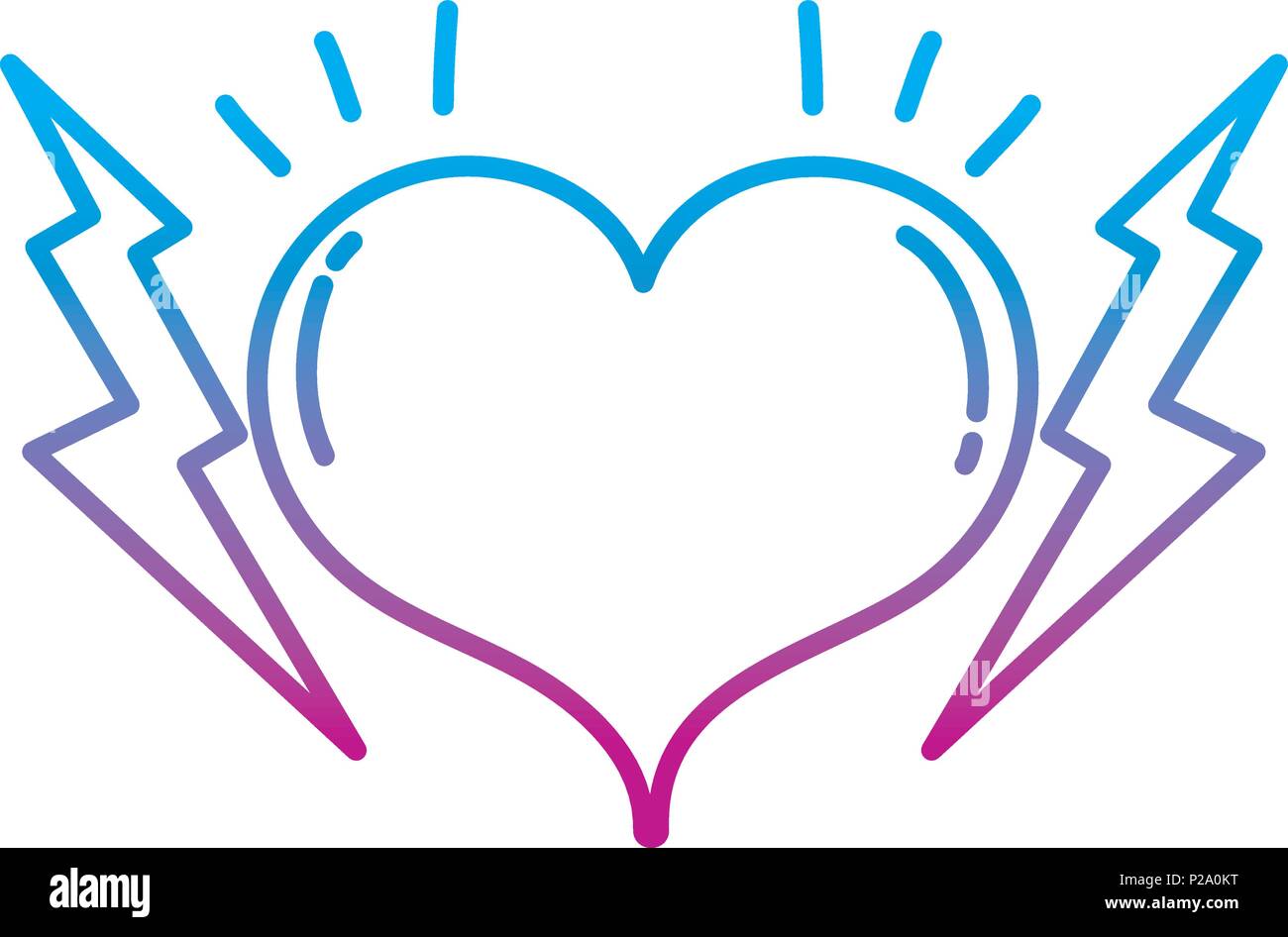 degraded line heart symbol of love and passion with thunders Stock ...