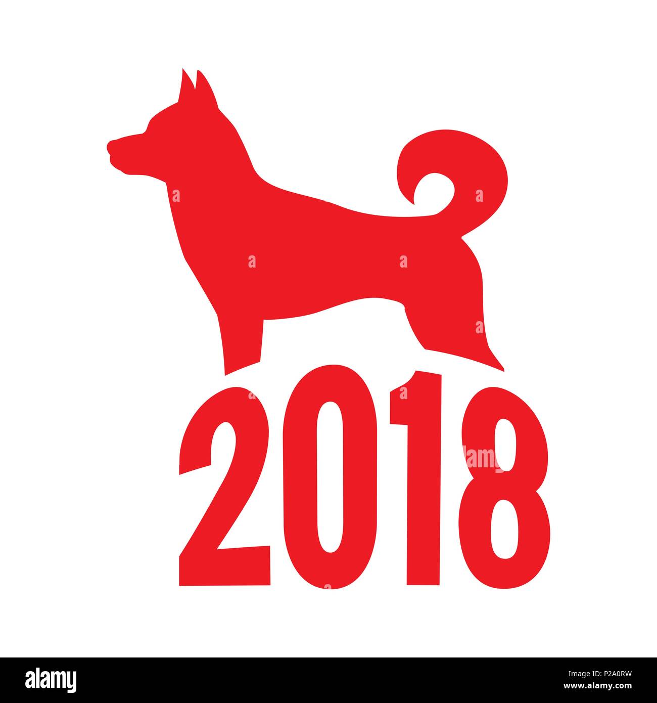 Year of The Dog, Chinese zodiac symbol of 2018 dog year. Isolated on white background Stock