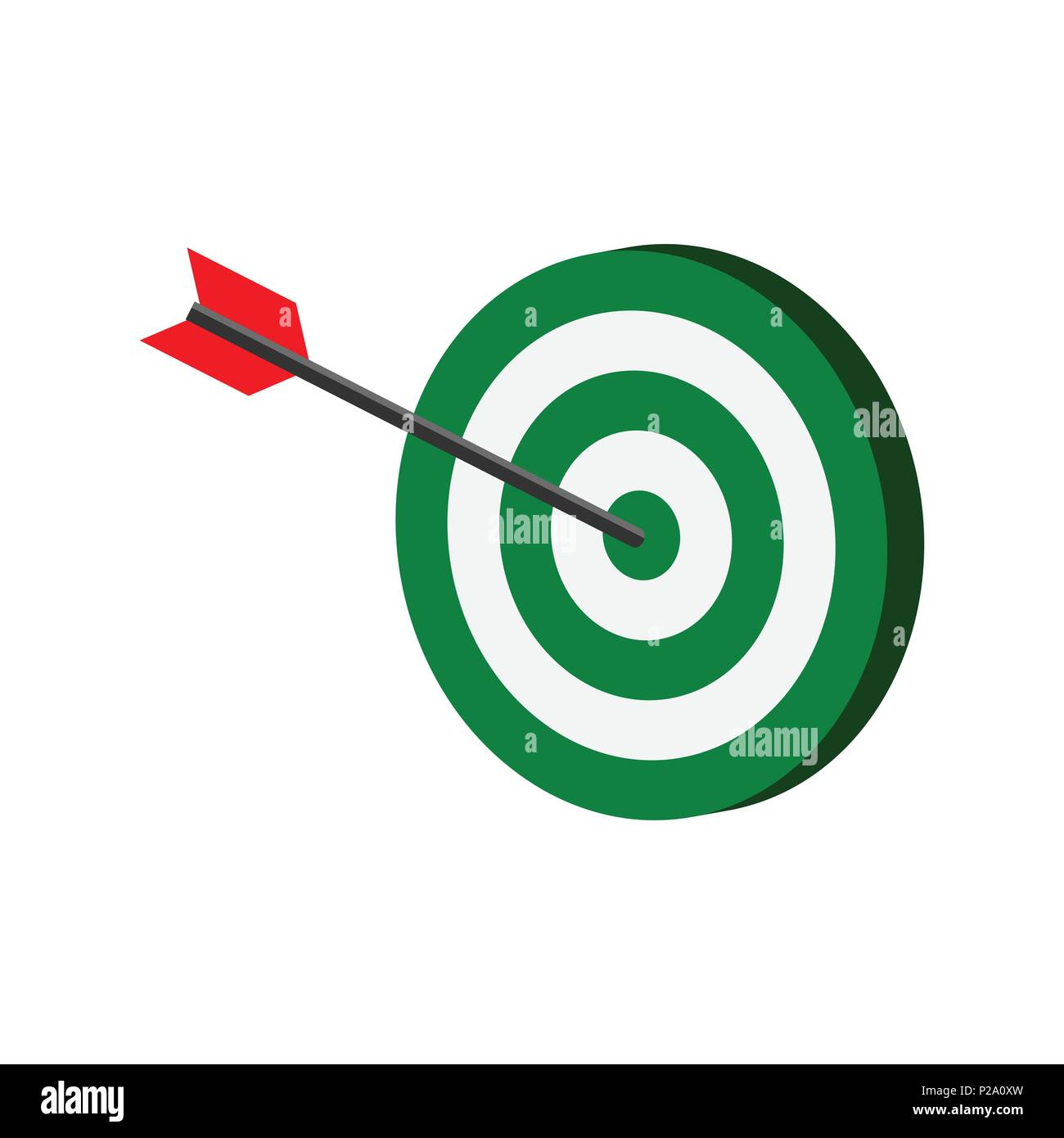 Arrow hitting target symbol. Flat Isometric Icon or Logo. 3D Style