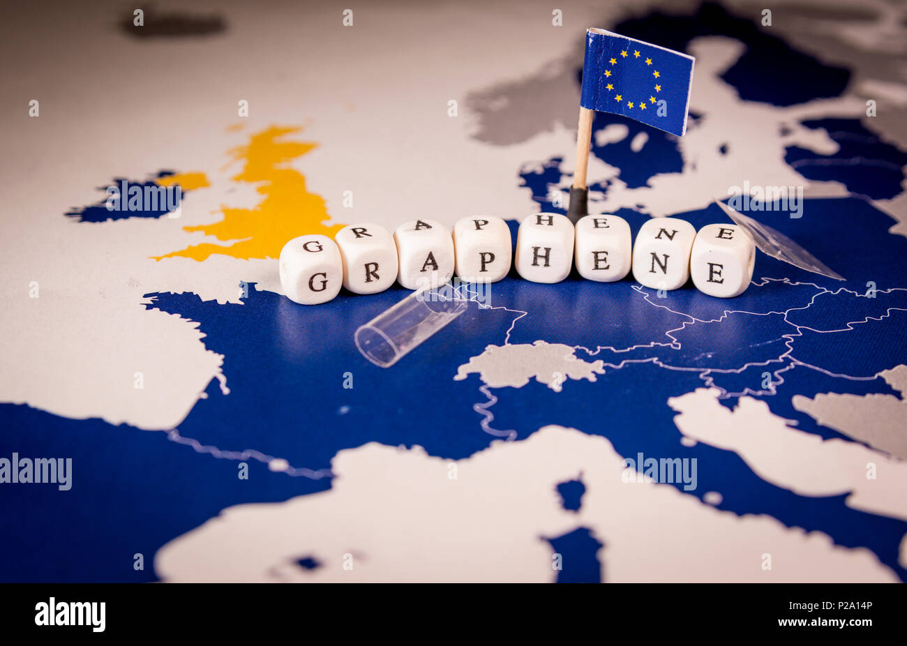 EU flag and graphene word over a map of europe Stock Photo - Alamy