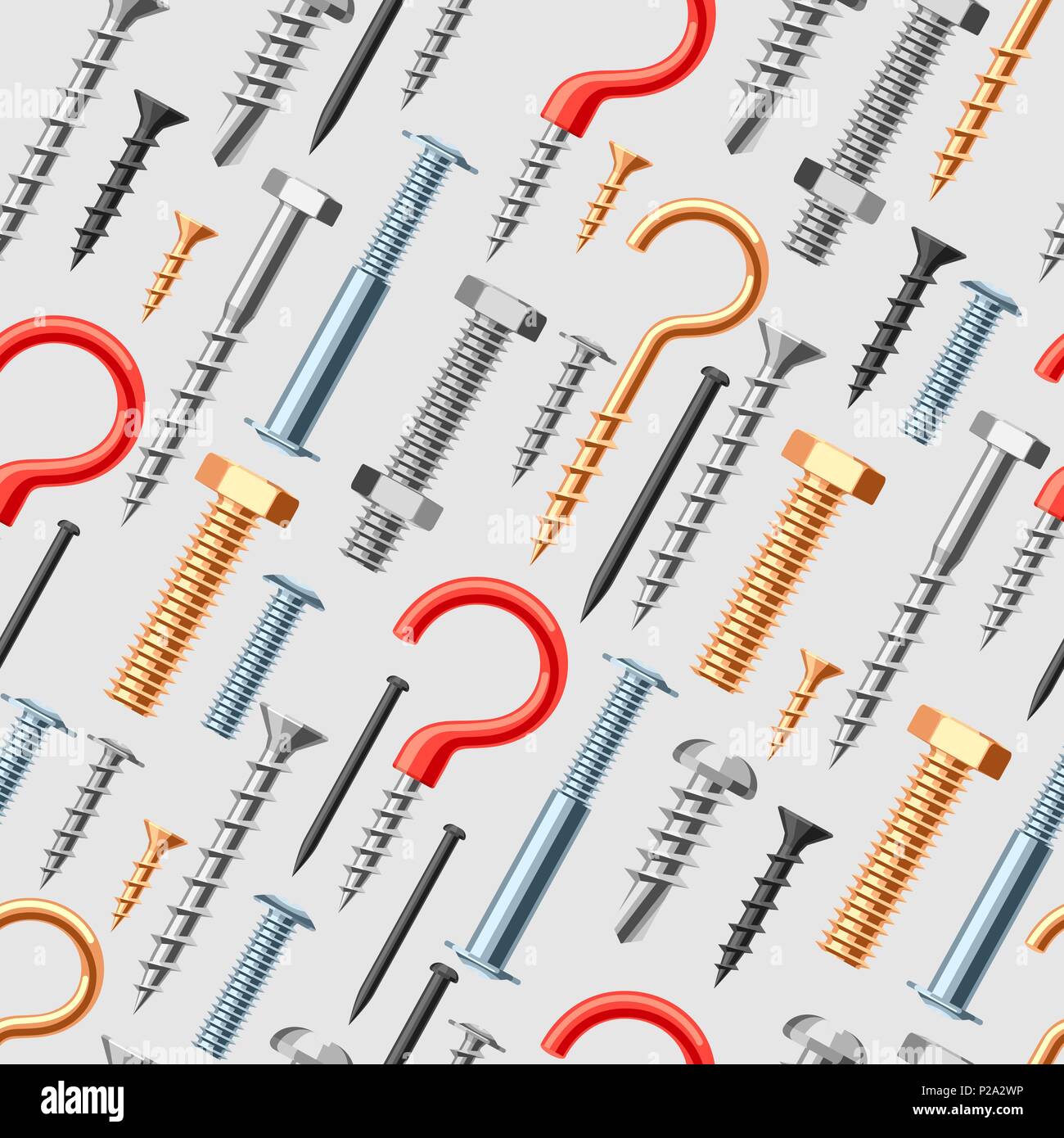 Seamless pattern with bolts nuts nails. Stock Vector