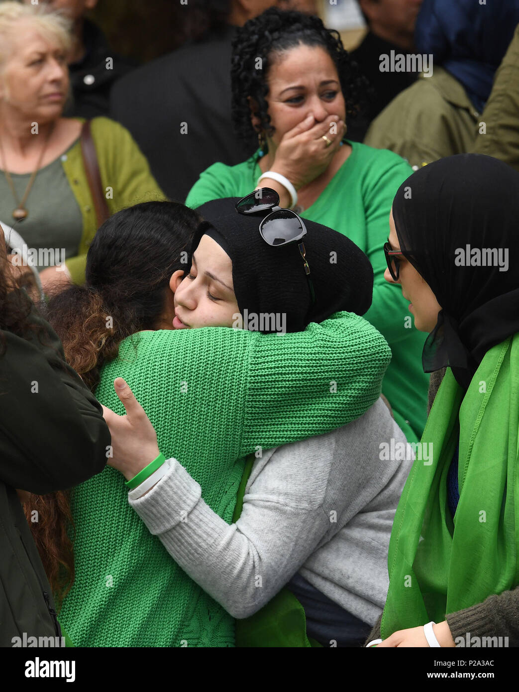 People arrive for the Grenfell Tower anniversary national minute
