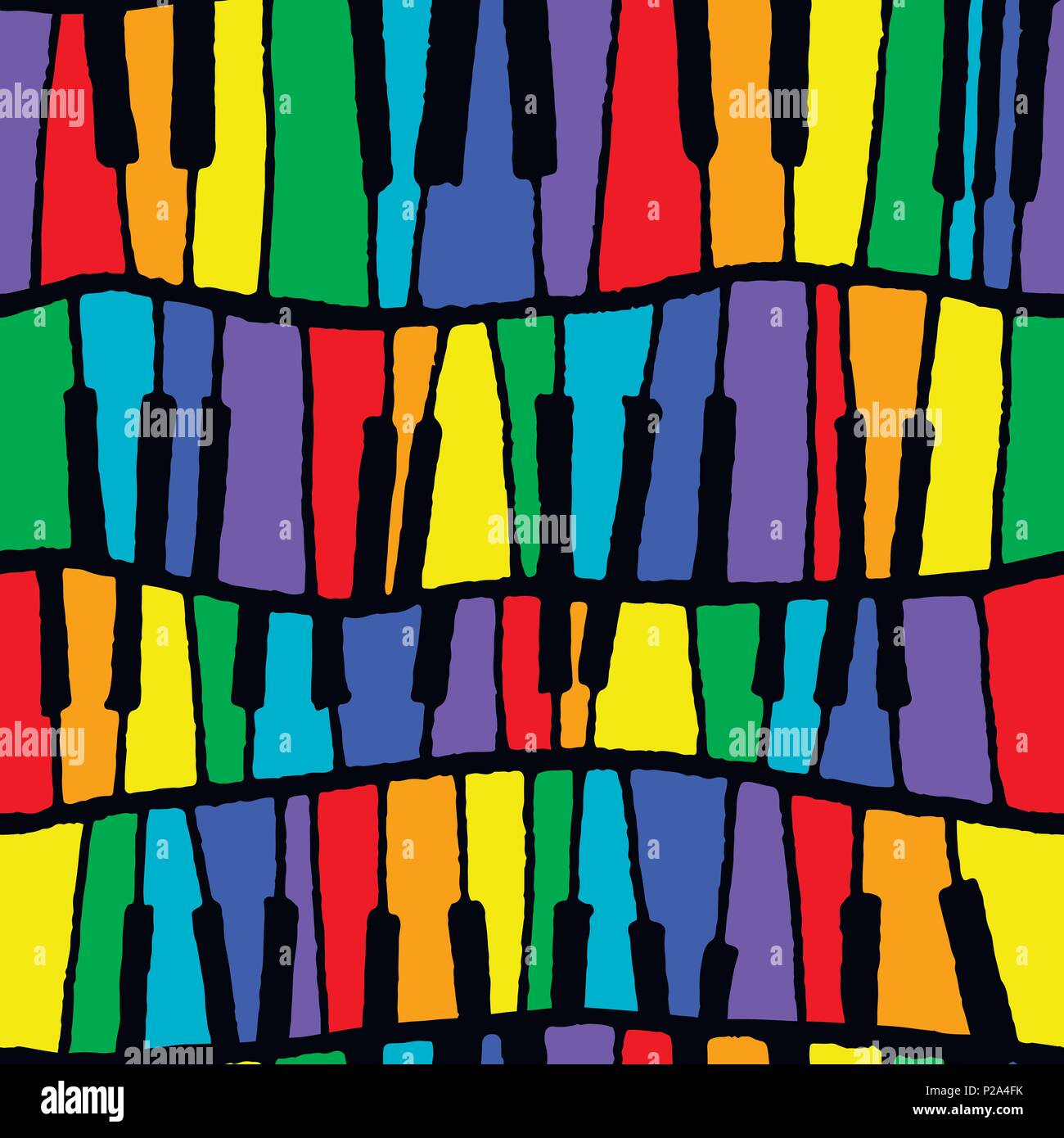 Seamless vector piano pattern in rainbow tones Stock Vector