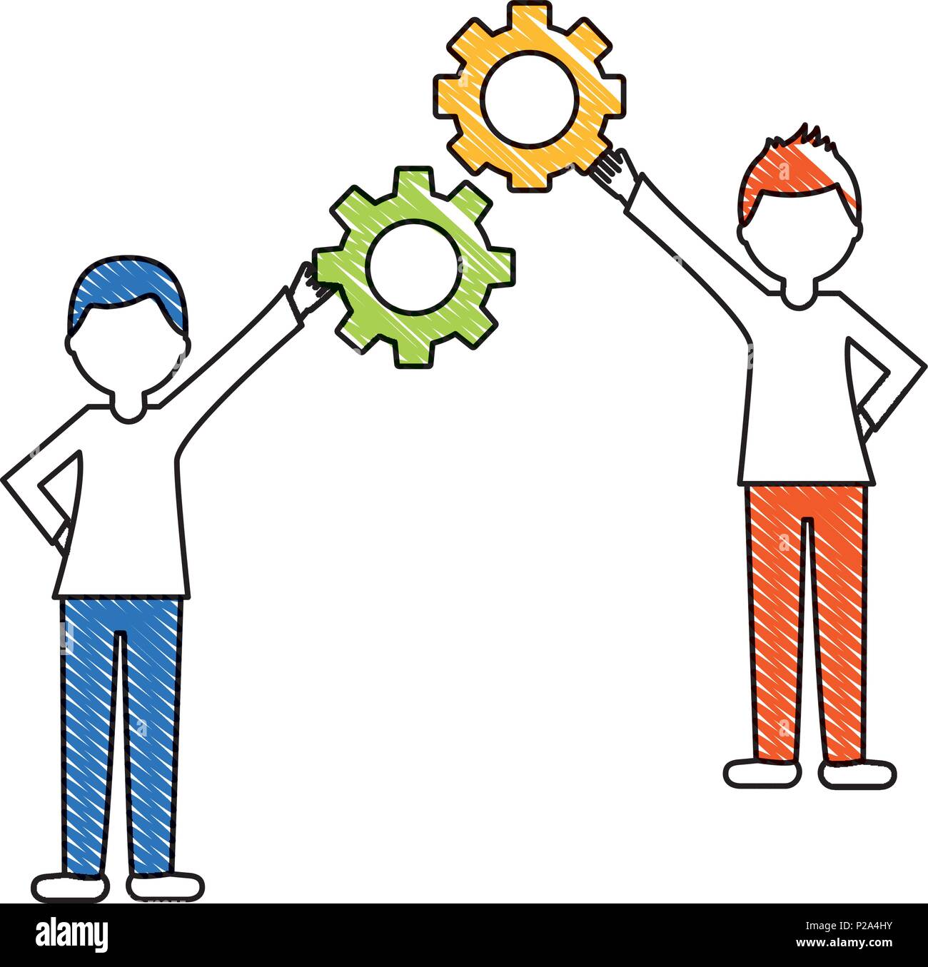 young men with gears isolated icon vector illustration design Stock ...