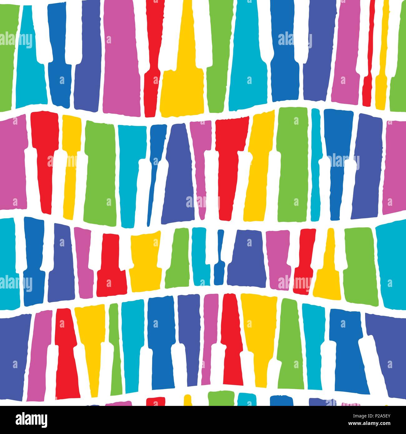 Seamless vector piano pattern in rainbow negative tones Stock Vector