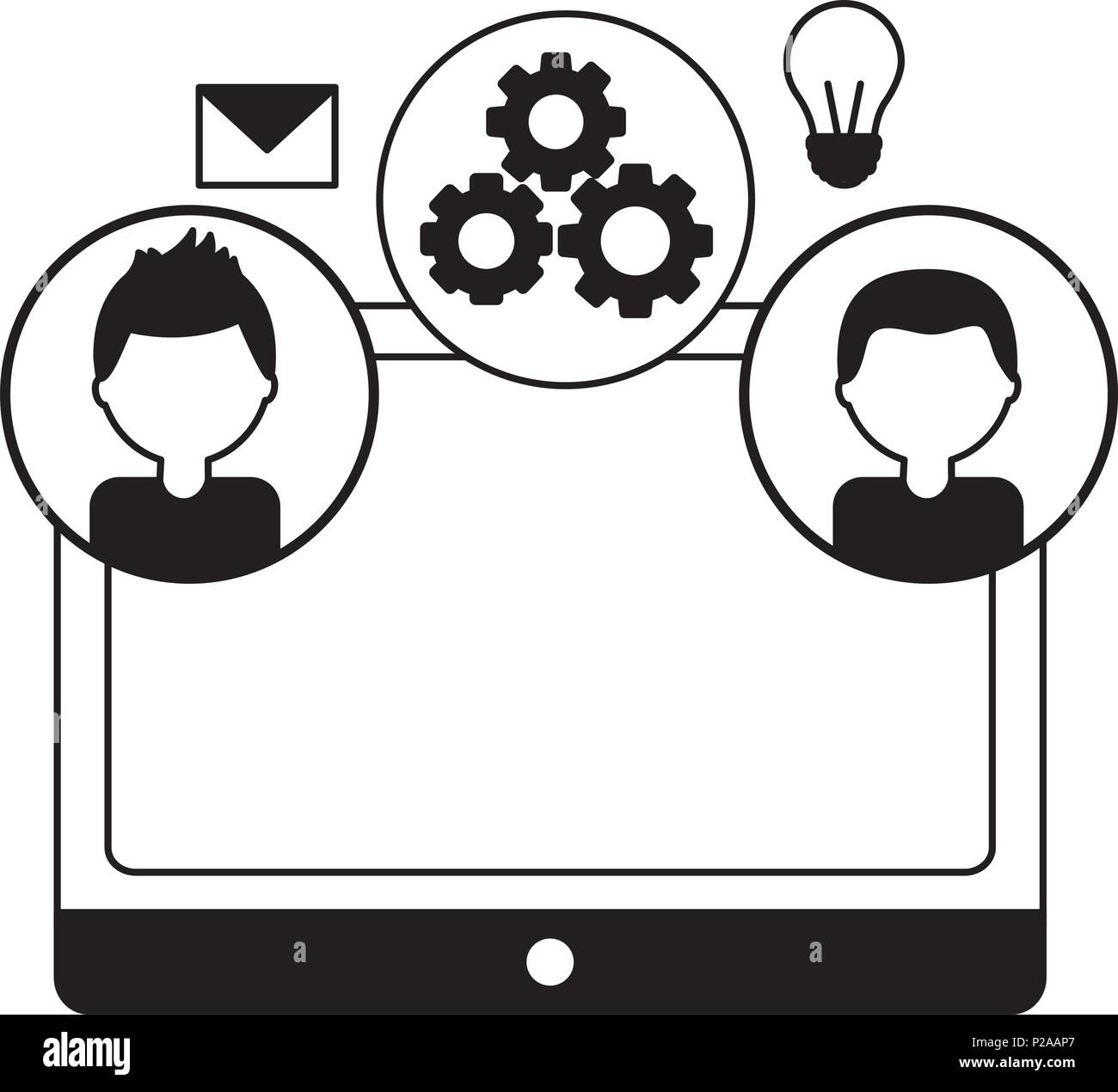 tablet device with set icons vector illustration design Stock Vector ...