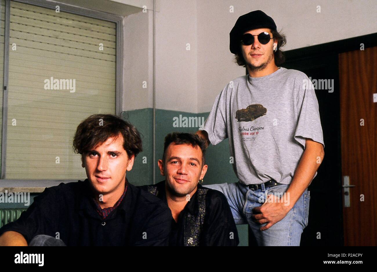 La Union, el grupo musical español creado a finales de 1982 por tres estudiantes de Publicidad: Rafa Sánchez, Mario Martínez y Luis Bolín. (61710037). Stock Photo