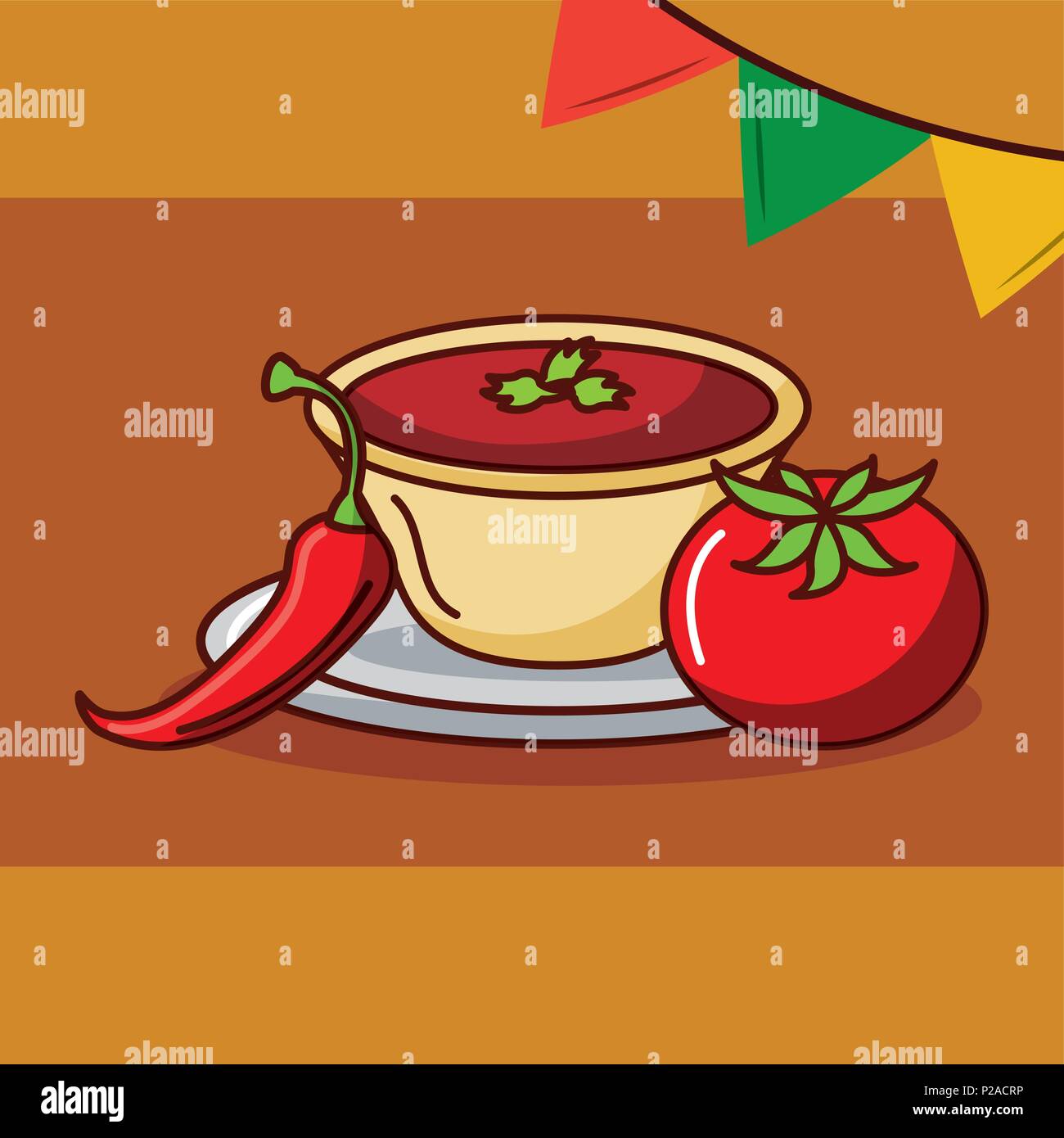 sauce chili peper and tomato condiment mexican food vector illustration ...
