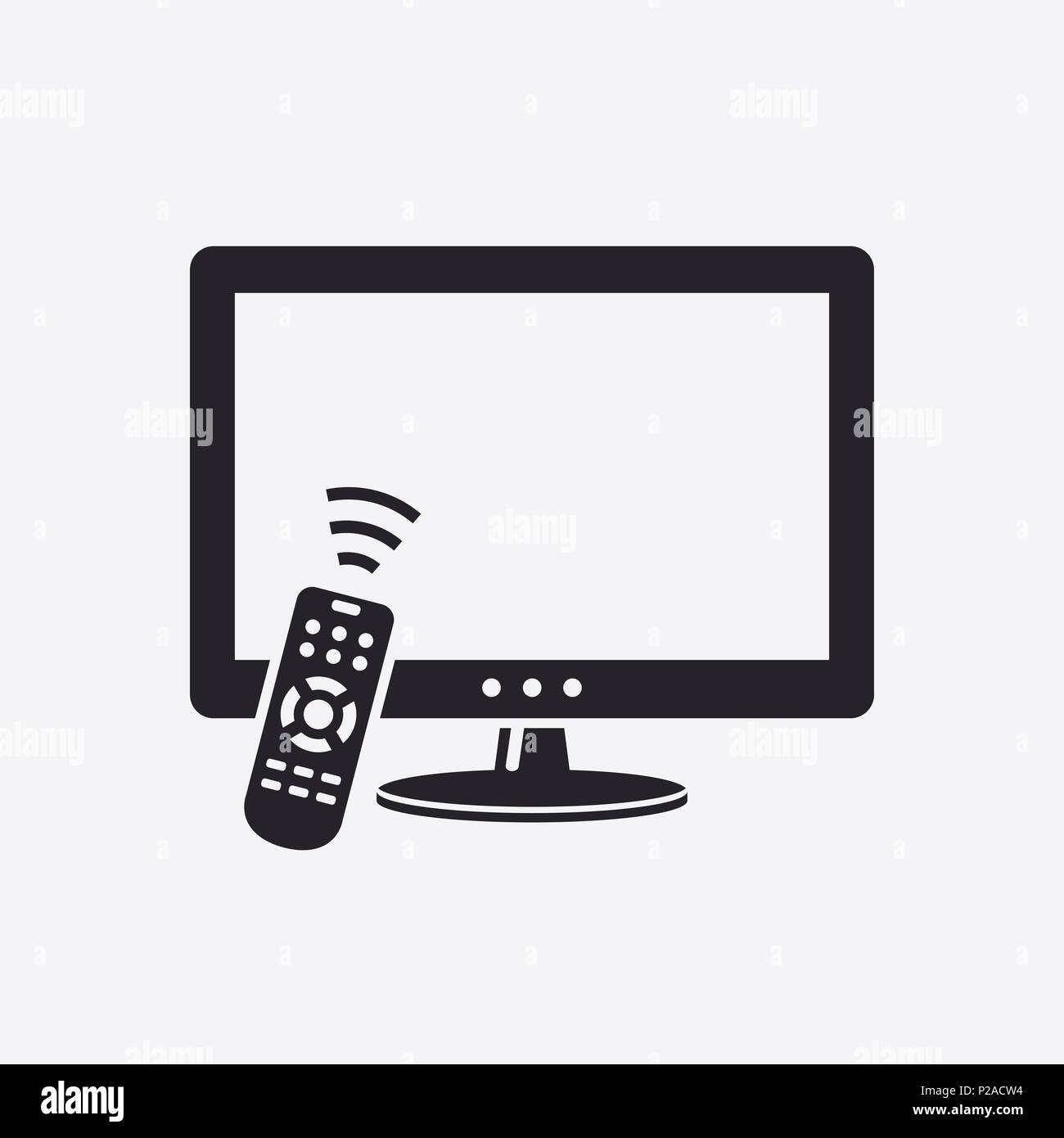 Modern LCD TV with remote control icon. Vector illustration. Stock Vector